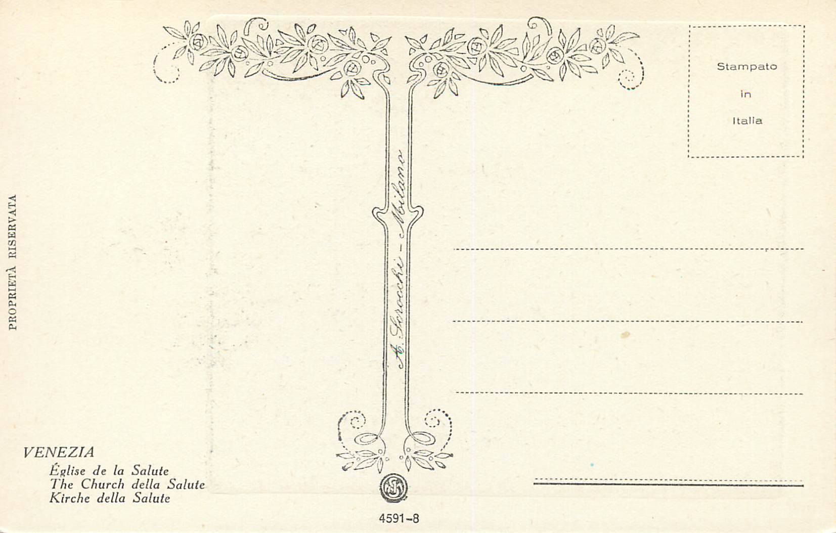 CPA Venezia Eglise de la Salute — Rückseite