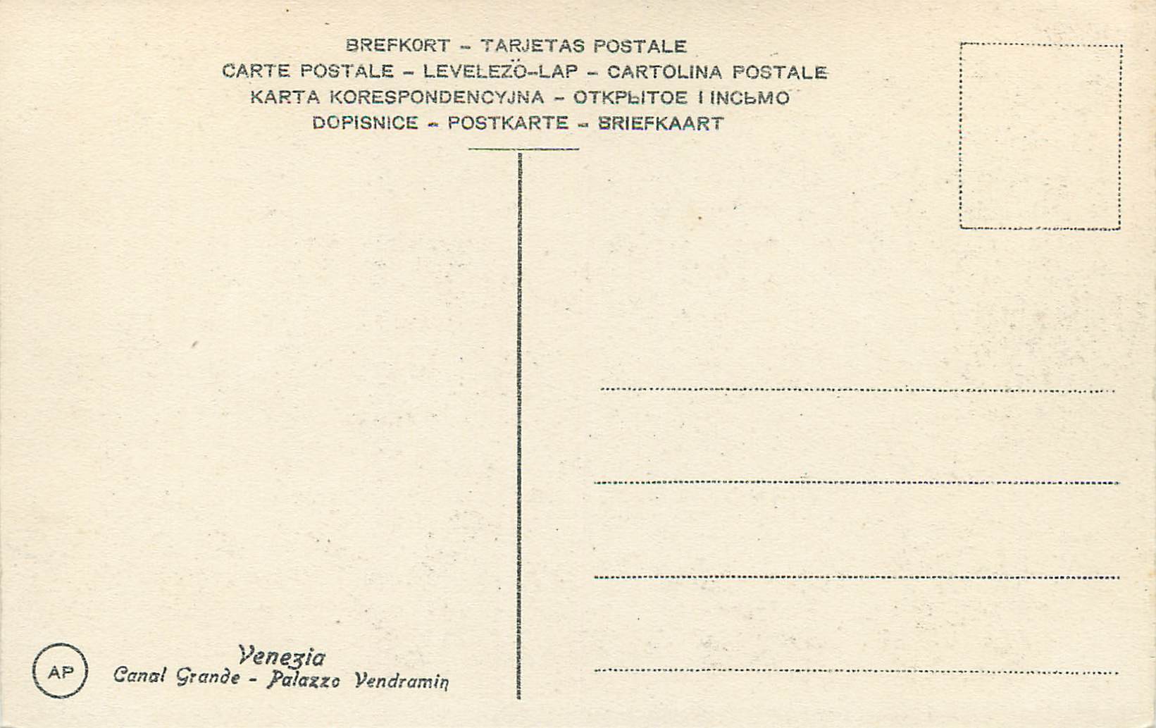 CPA Venezia Canal Grande — Rückseite