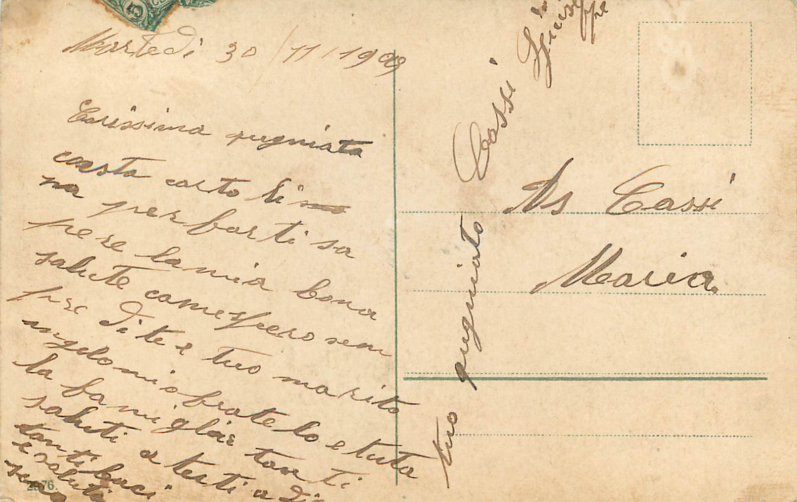 Couple en amoureux — scène romantique — Poste Italiane, n° 5 — Verso