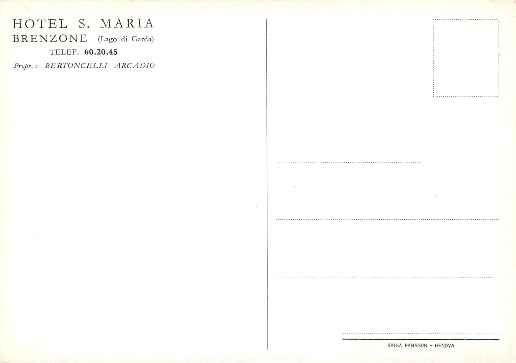 CPM Lago di Garda Hotel S Maria Brenzone — Verso