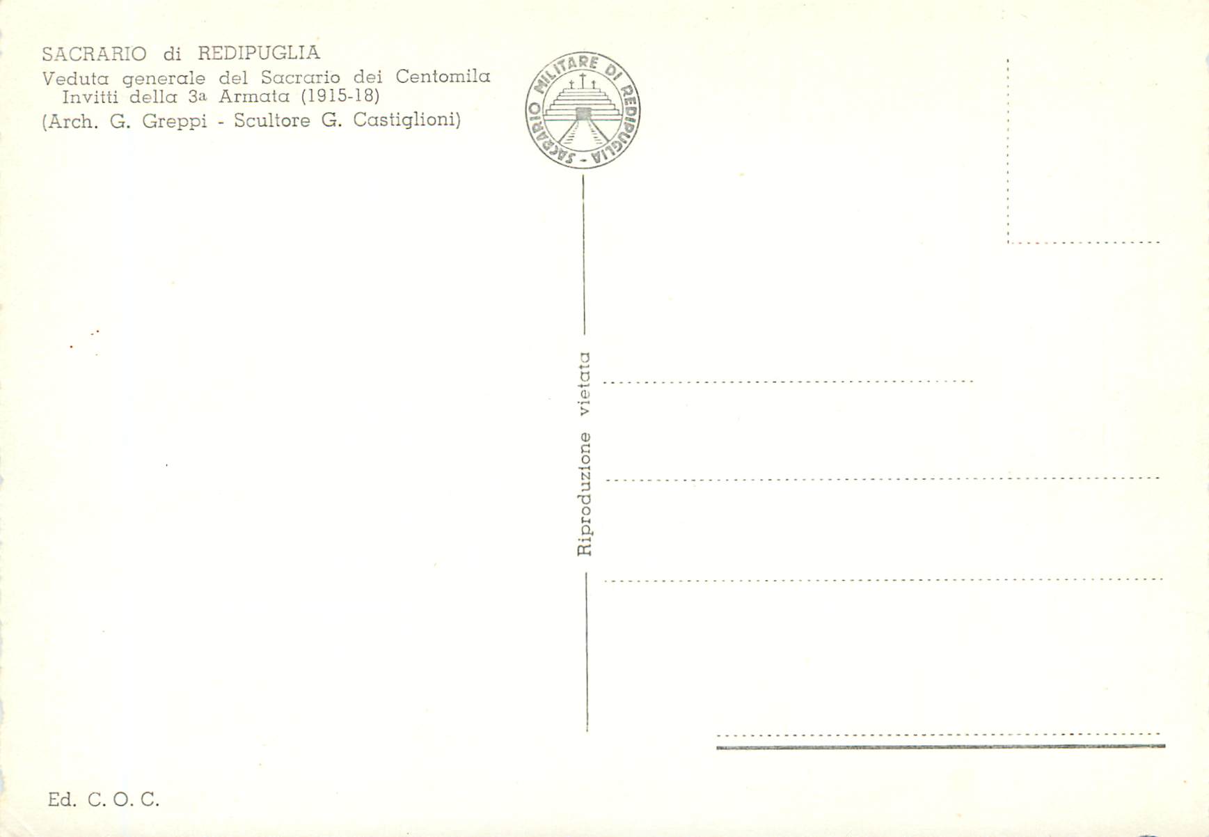 CPM Sacrario di Redipuglia — Rückseite