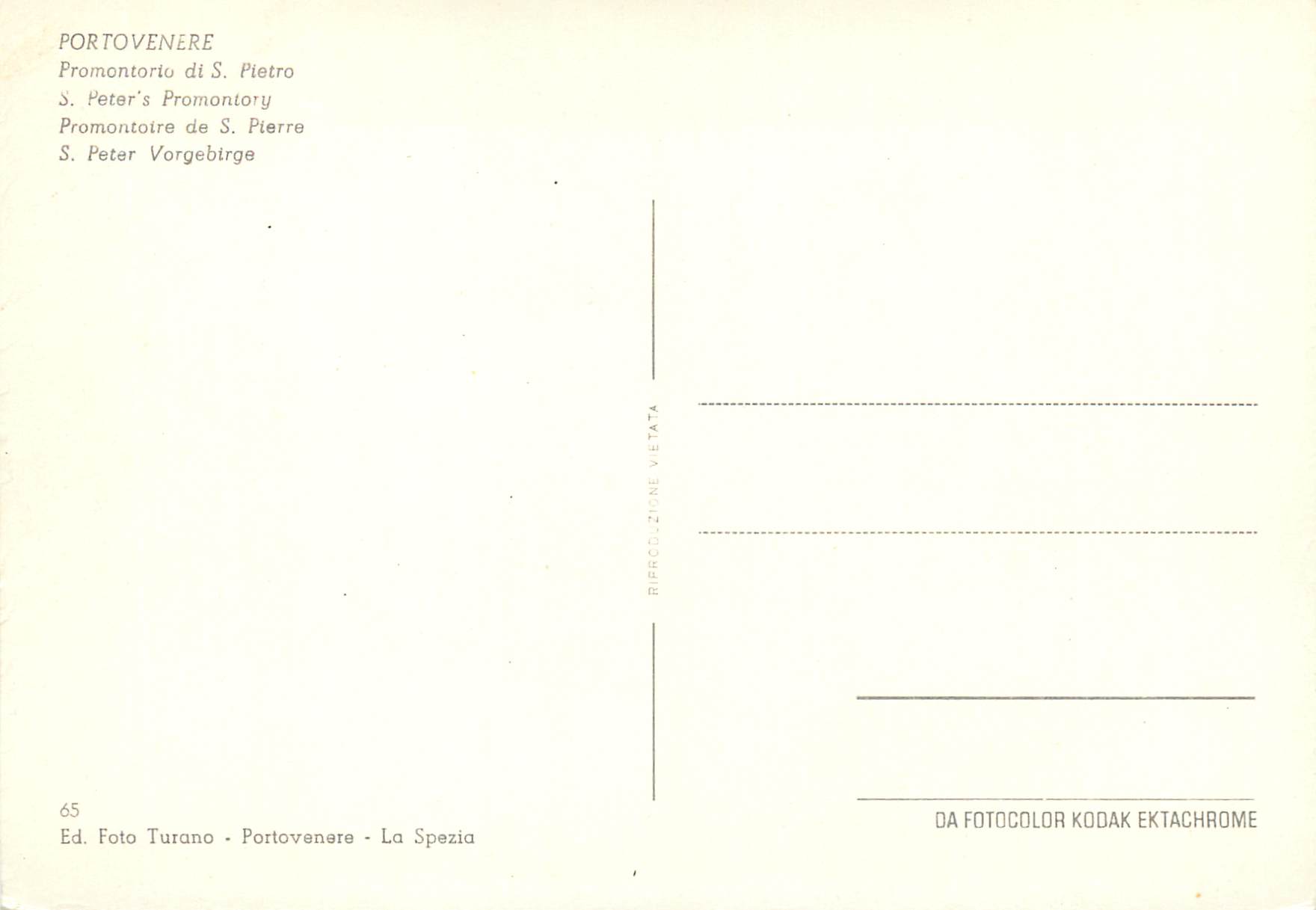 CPM Portovenere Promontoire de S Pierre — Rückseite