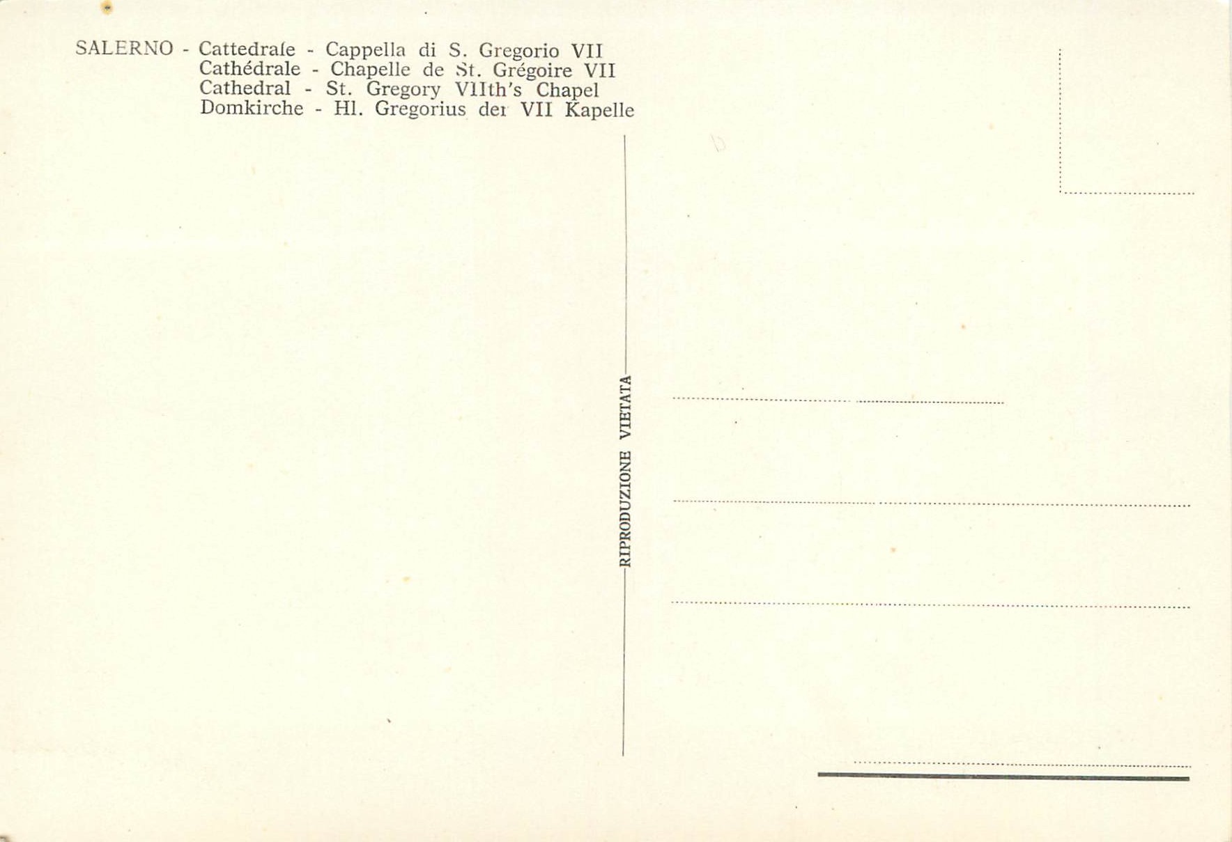 CPM Salerno Cathedrale Chapelle de St Gregoire VII — Rückseite