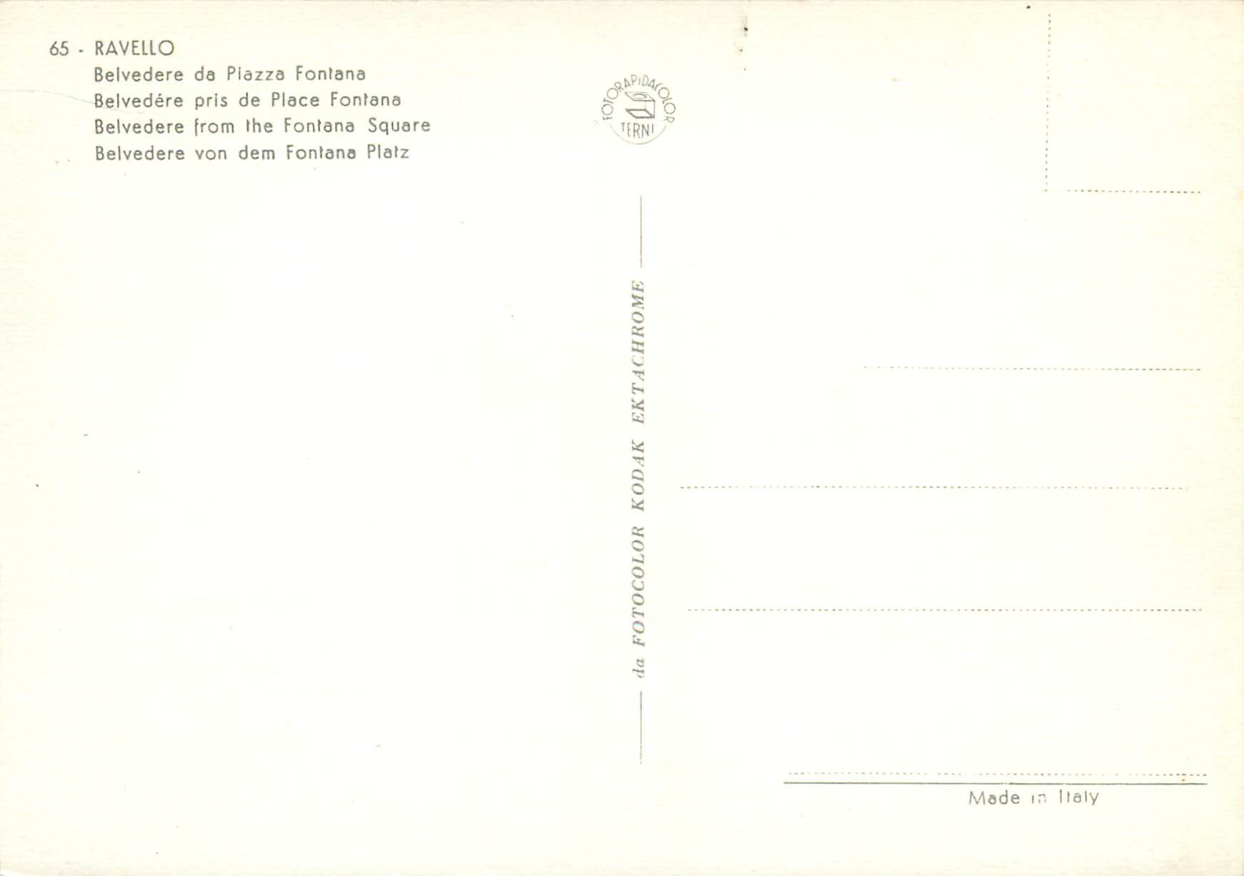 CPM Ravello Belvedere pris de la Place Fontana — Rückseite