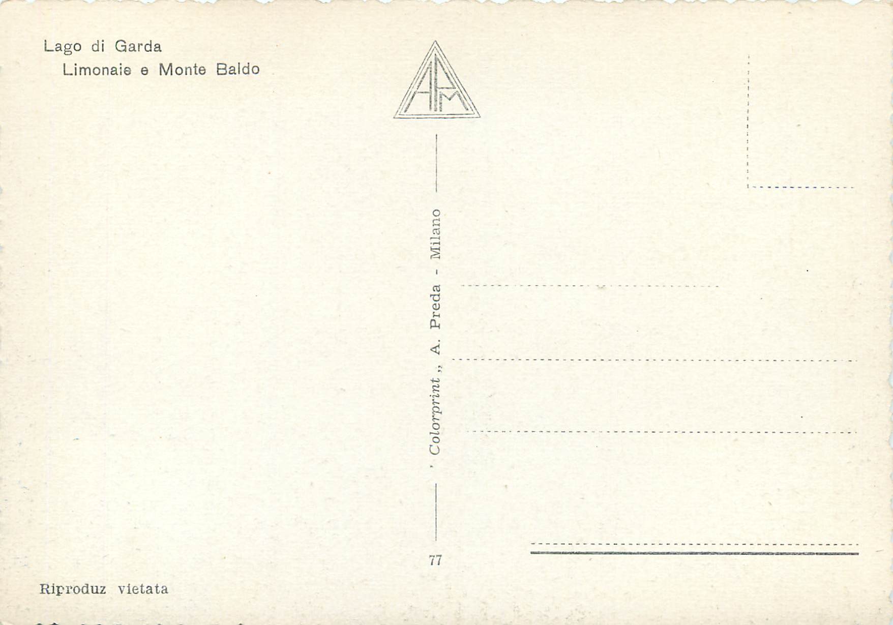 CPM Garda Lago di Garda Limonaie e Monte Baldo — Rückseite