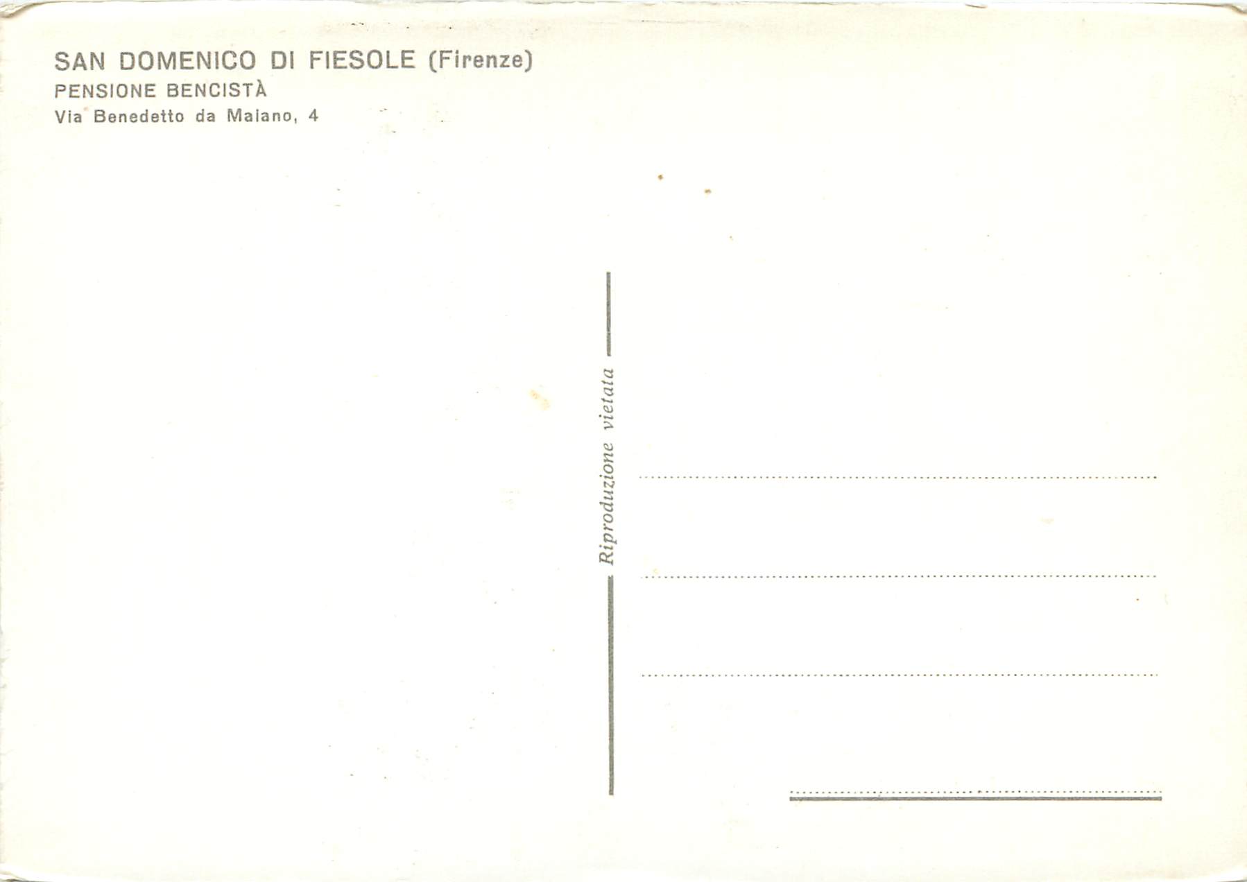 CPM San Domenico di Fiestole (Firenze) Via Benedette da Malano — Rückseite