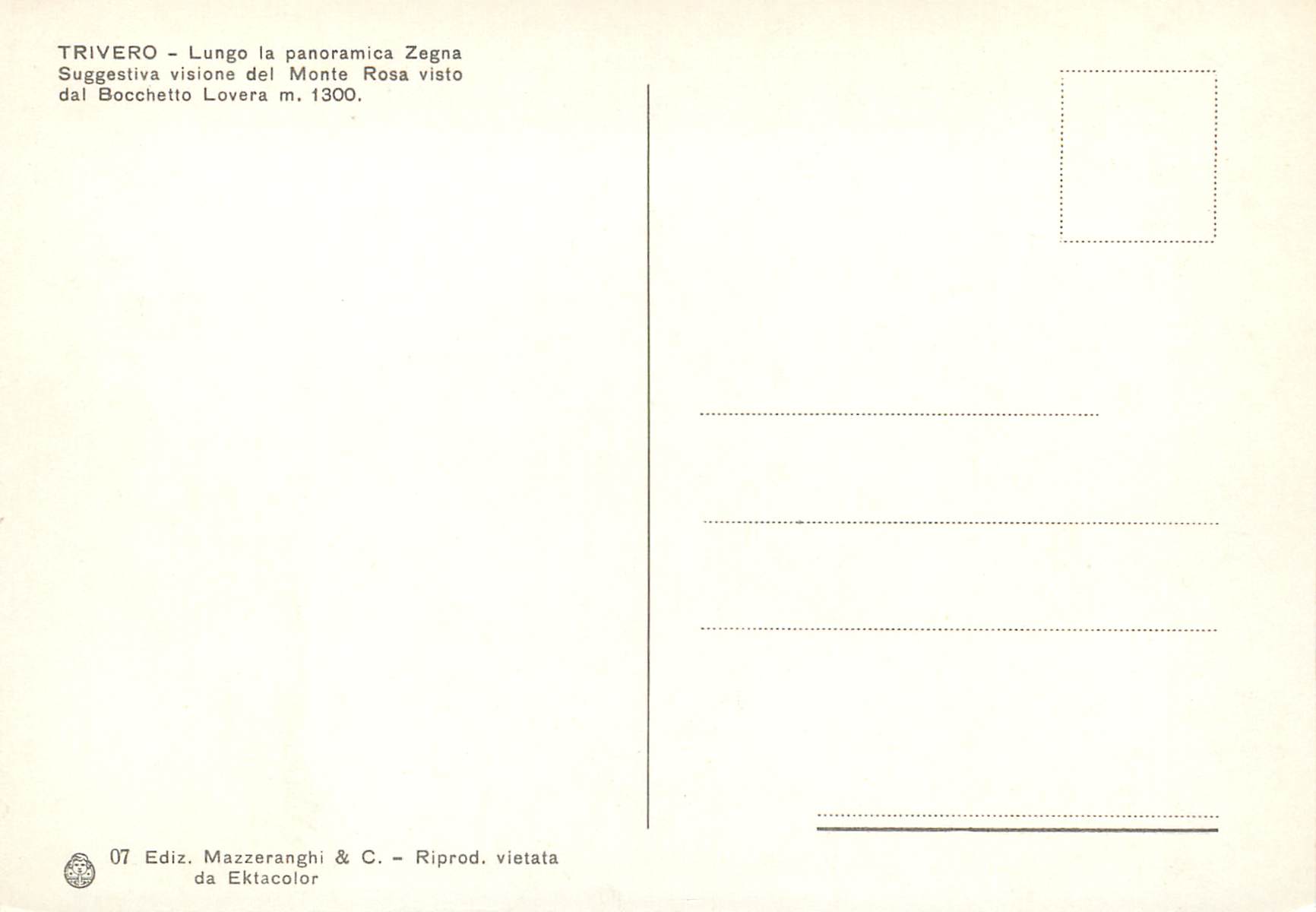 CPM Trivero Lungo la panoramica Zegna — Rückseite
