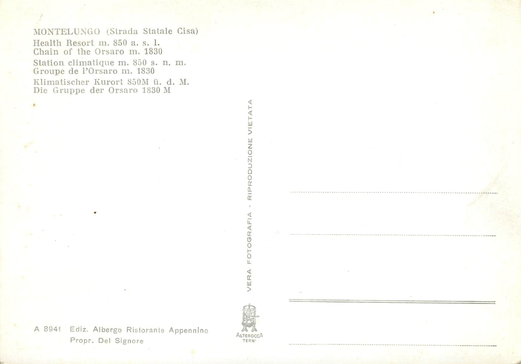 CPM Montelugo (Strada Statale Clsa) Station climatique — Rückseite