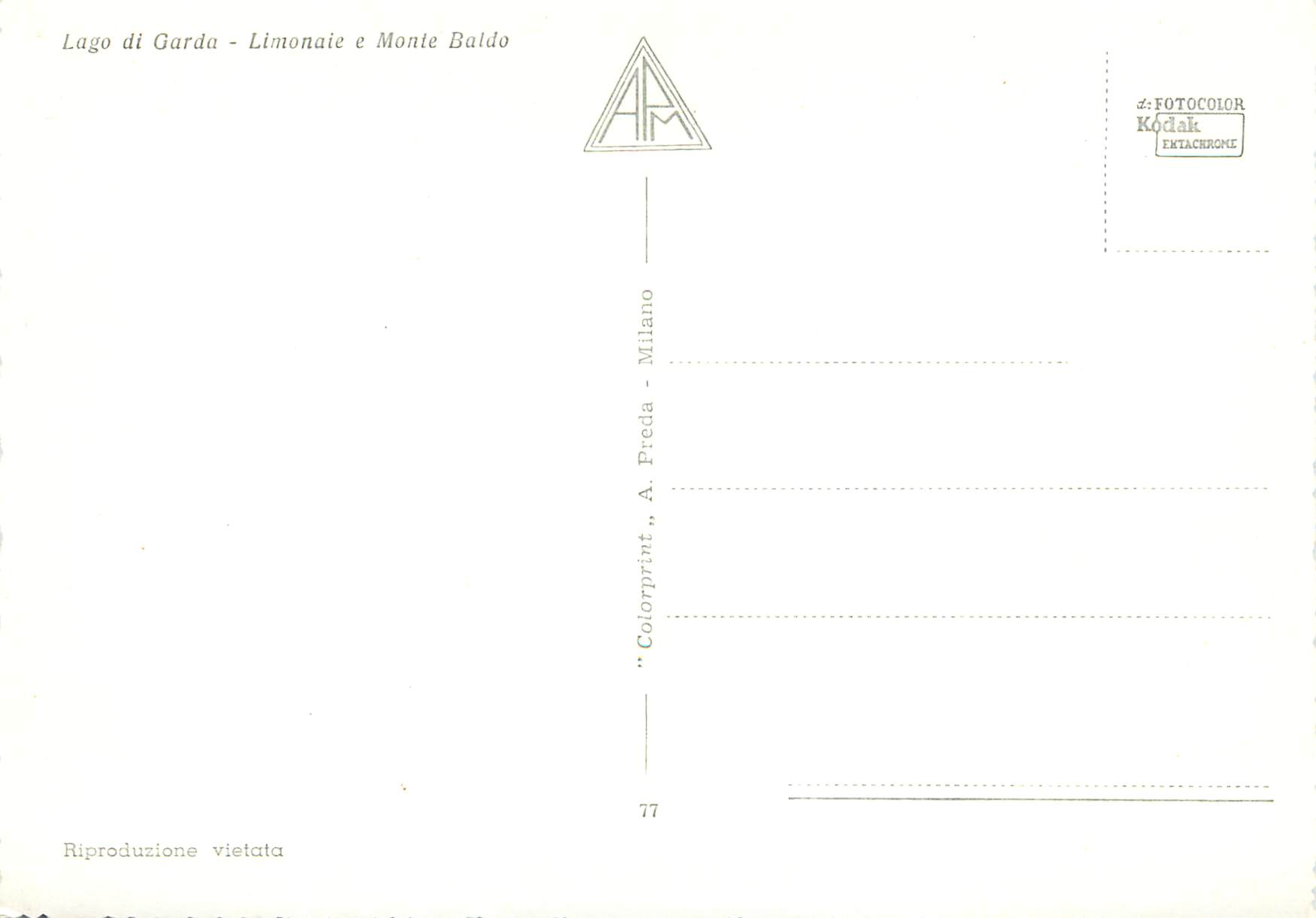CPM Le lac de Garde Limonaie et Monte Baldo — Rückseite