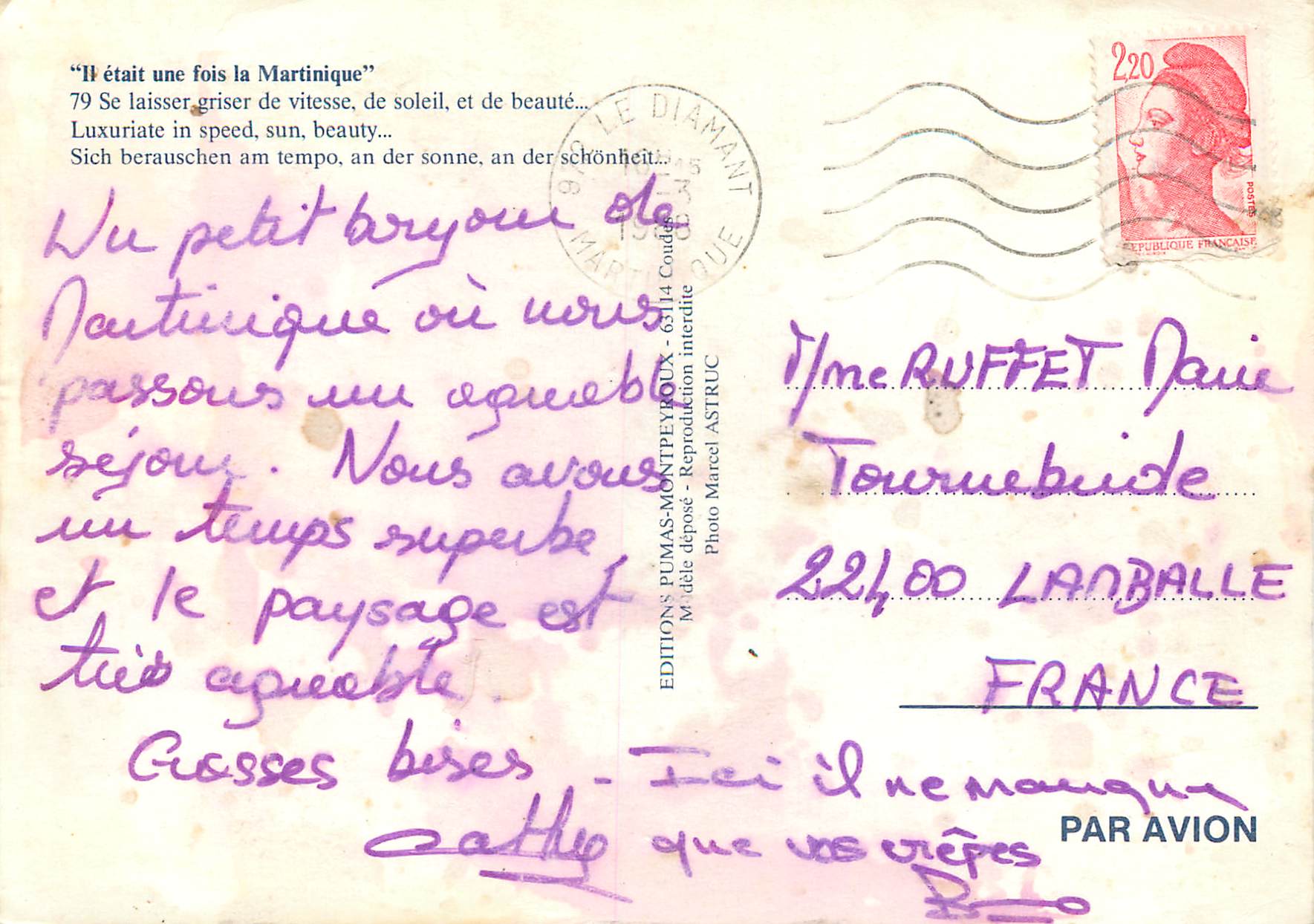 CPM Martinique Il etait une fois la Martinique — Rückseite