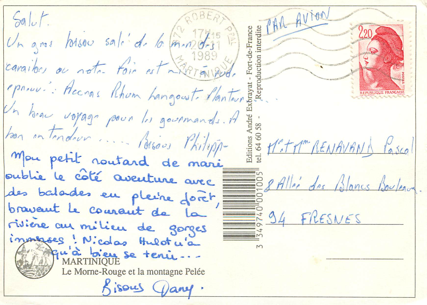 CPM Martinique Morne-Rouge Mont Pelee alt 1397m — Verso