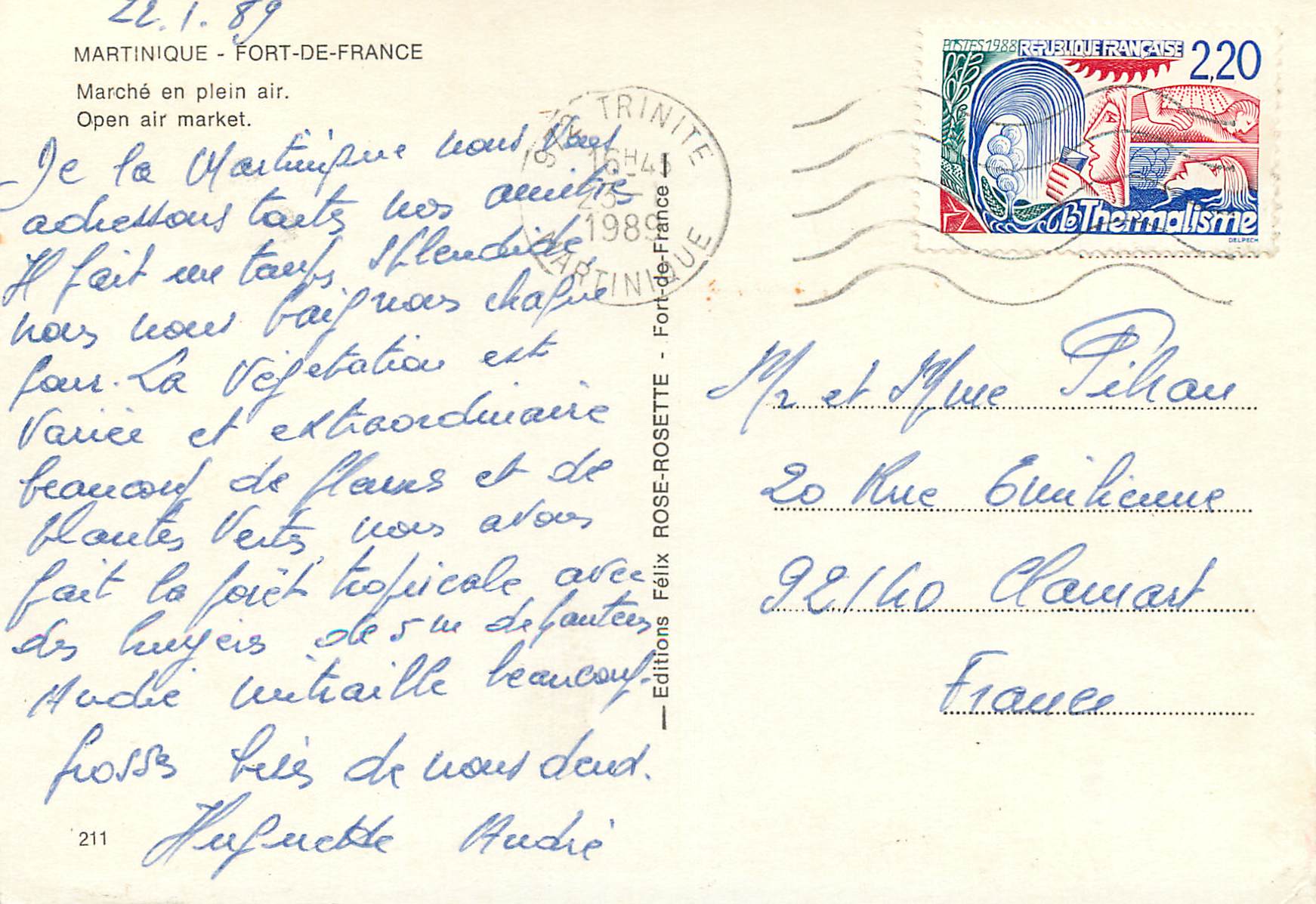 Mercato all'aperto — Fort-de-France — Edizioni Félix Rose-ROSETTE n°211 — Verso