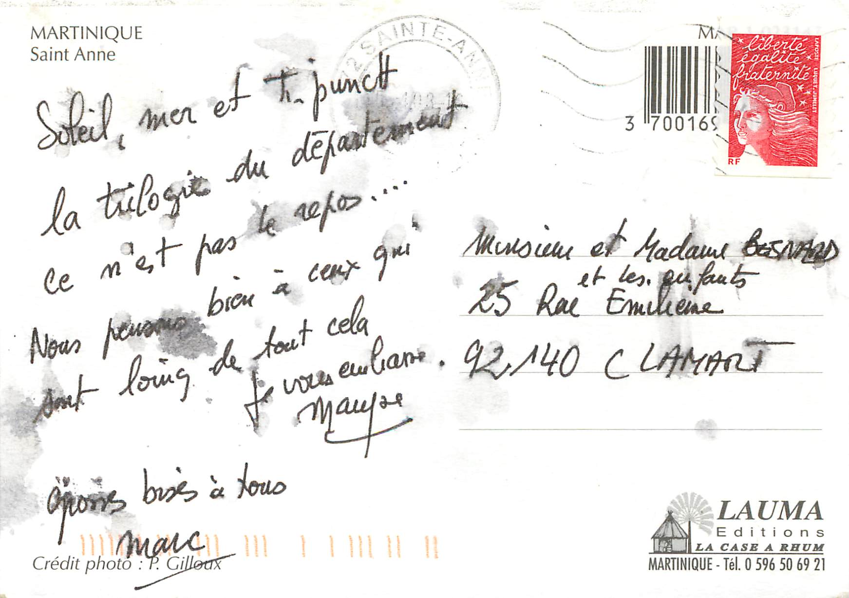 CPM Martinique Saint Anne — Rückseite