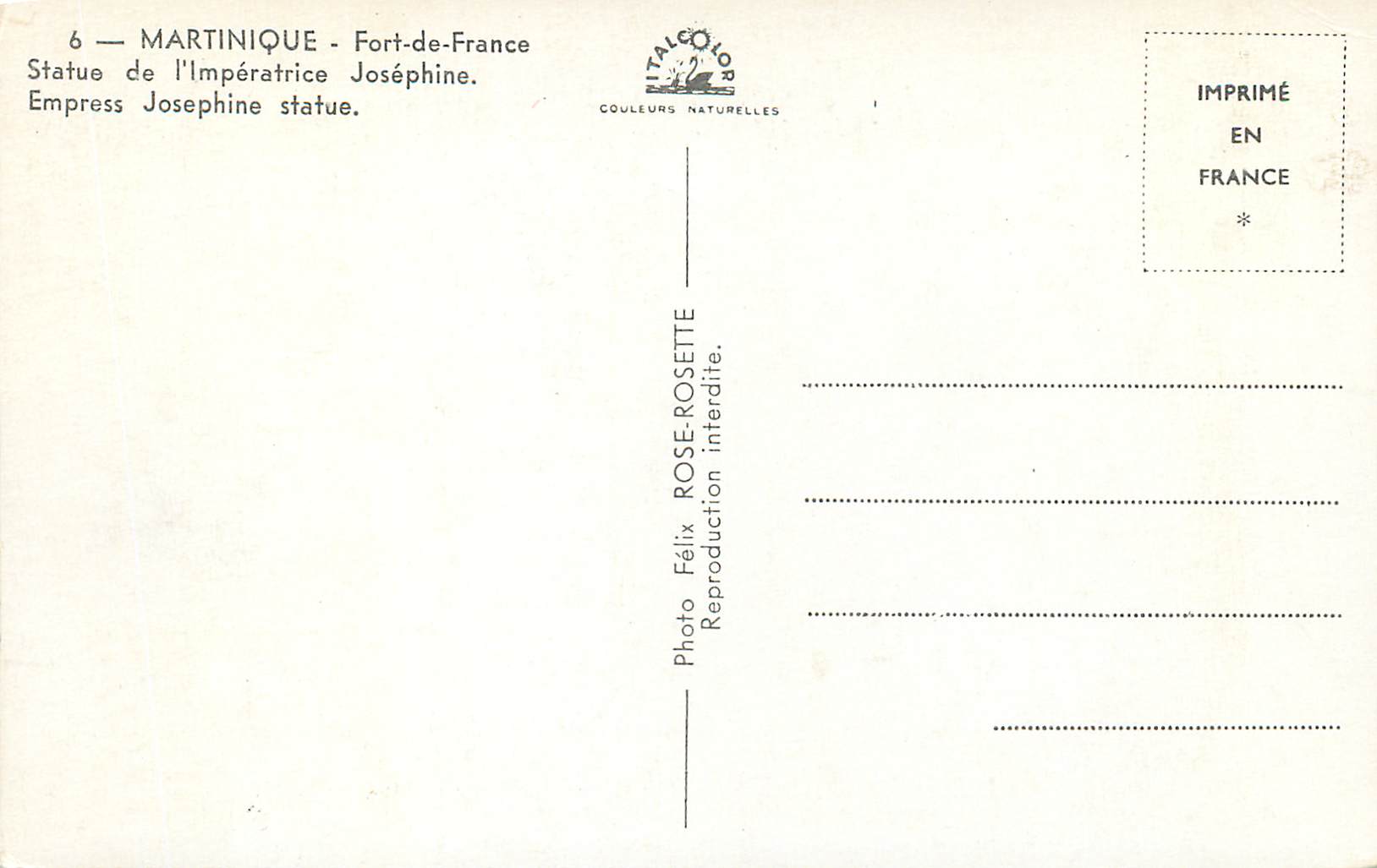 CPM Martinique Fort-de-France — Rückseite