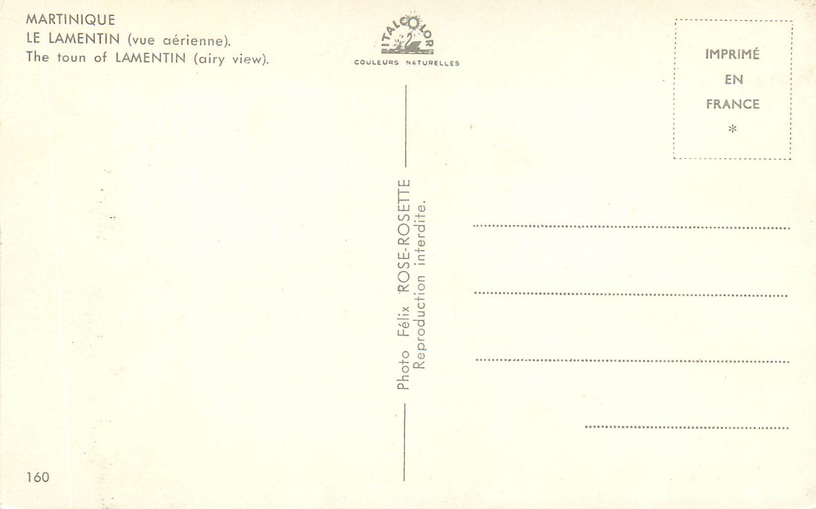 Lamentin — vista aerea — Vitalcolor, n°160 — Verso