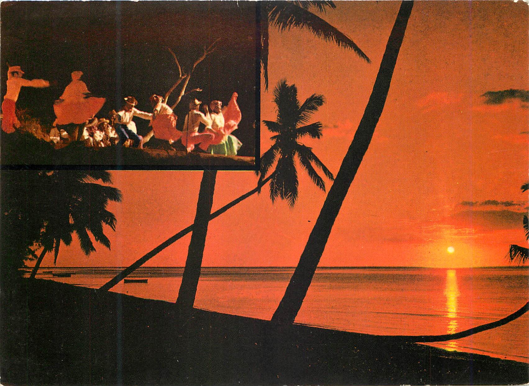 CPM Ile Maurice Coucher de soleil et danse du sega