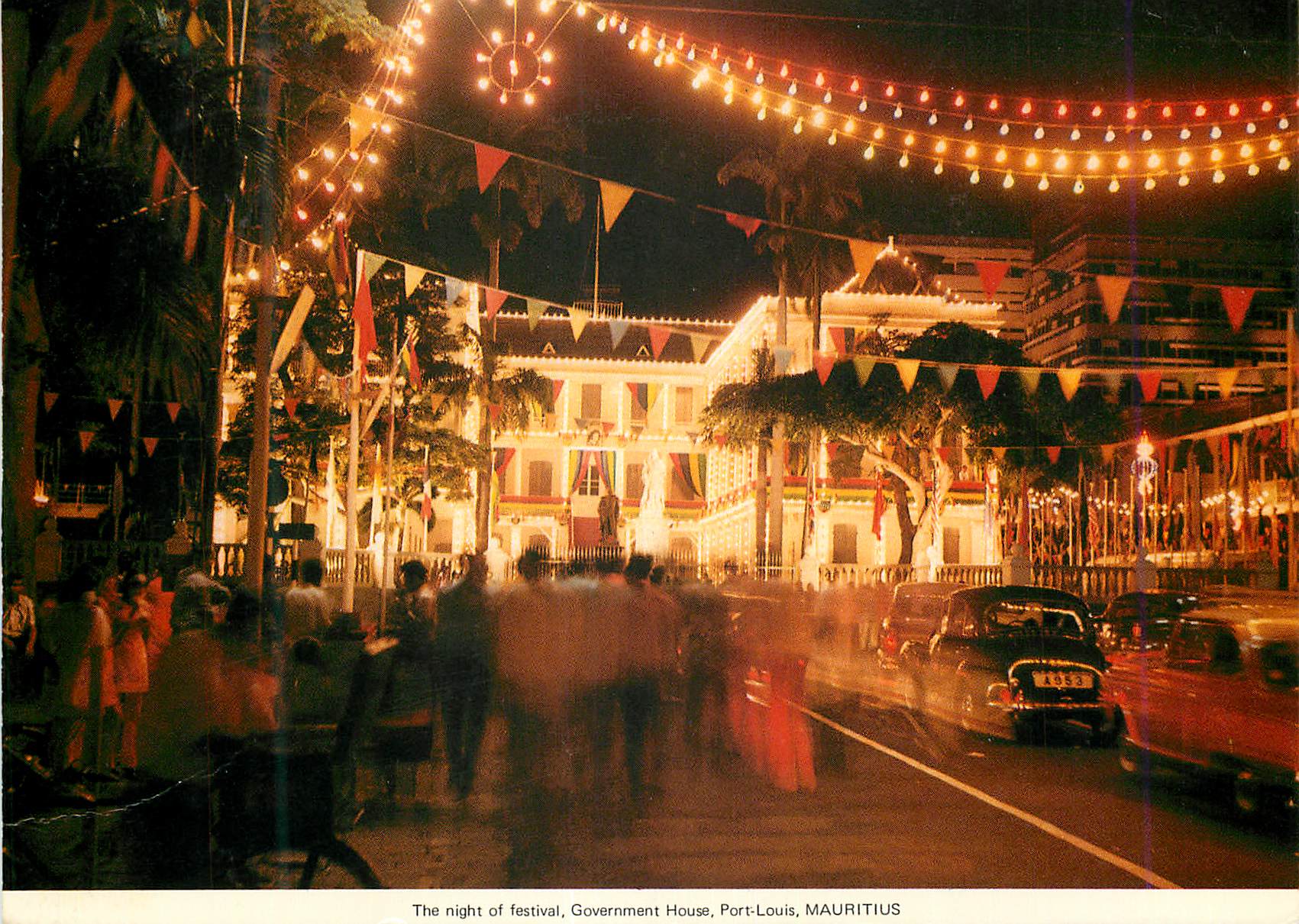CPM Ile Maurice Port-Louis The night of festival Gouvernement House