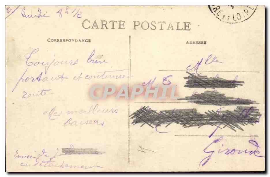 Tours CPA Le palais de justice l'hotel de ville et la place (cote sud) — Rückseite