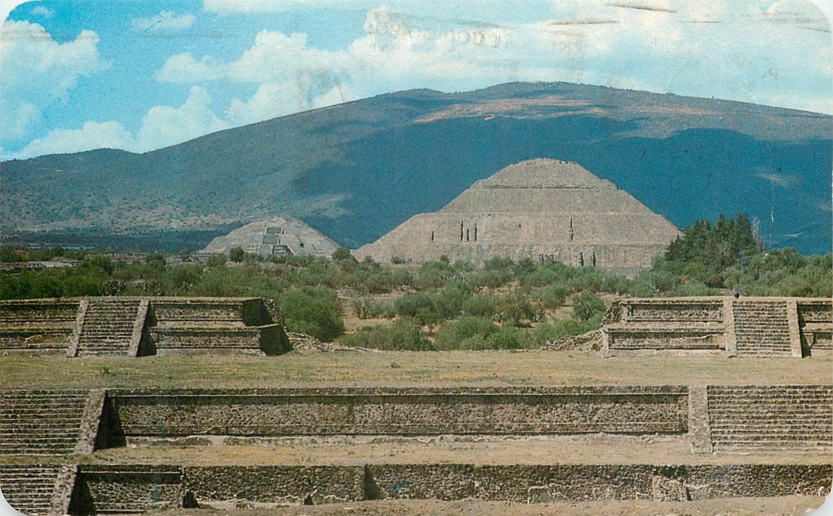 CPM Panoramic view of the Sun and Moon Pyramids Teotihuacán Mexico