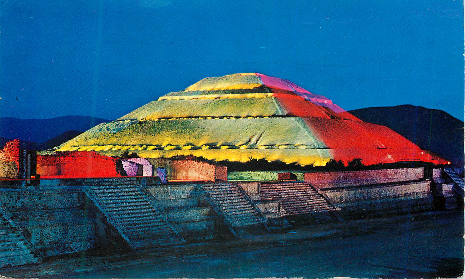 CPM PYRAMIDES OF TEOTIHUACAN AT NIGHT MEXICO