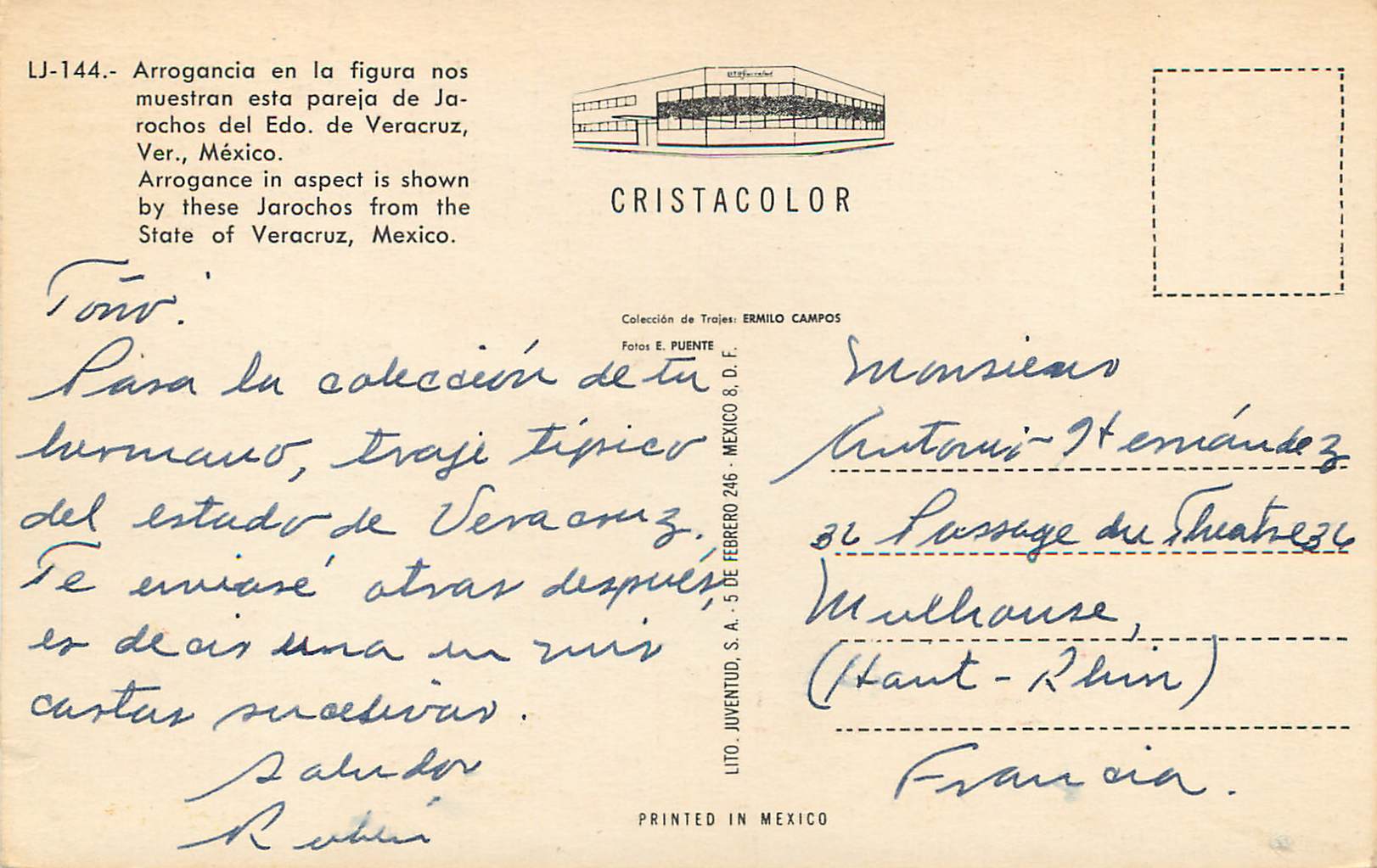 Jarocho — Veracruz, Mexique — Cristacolor — Reverso