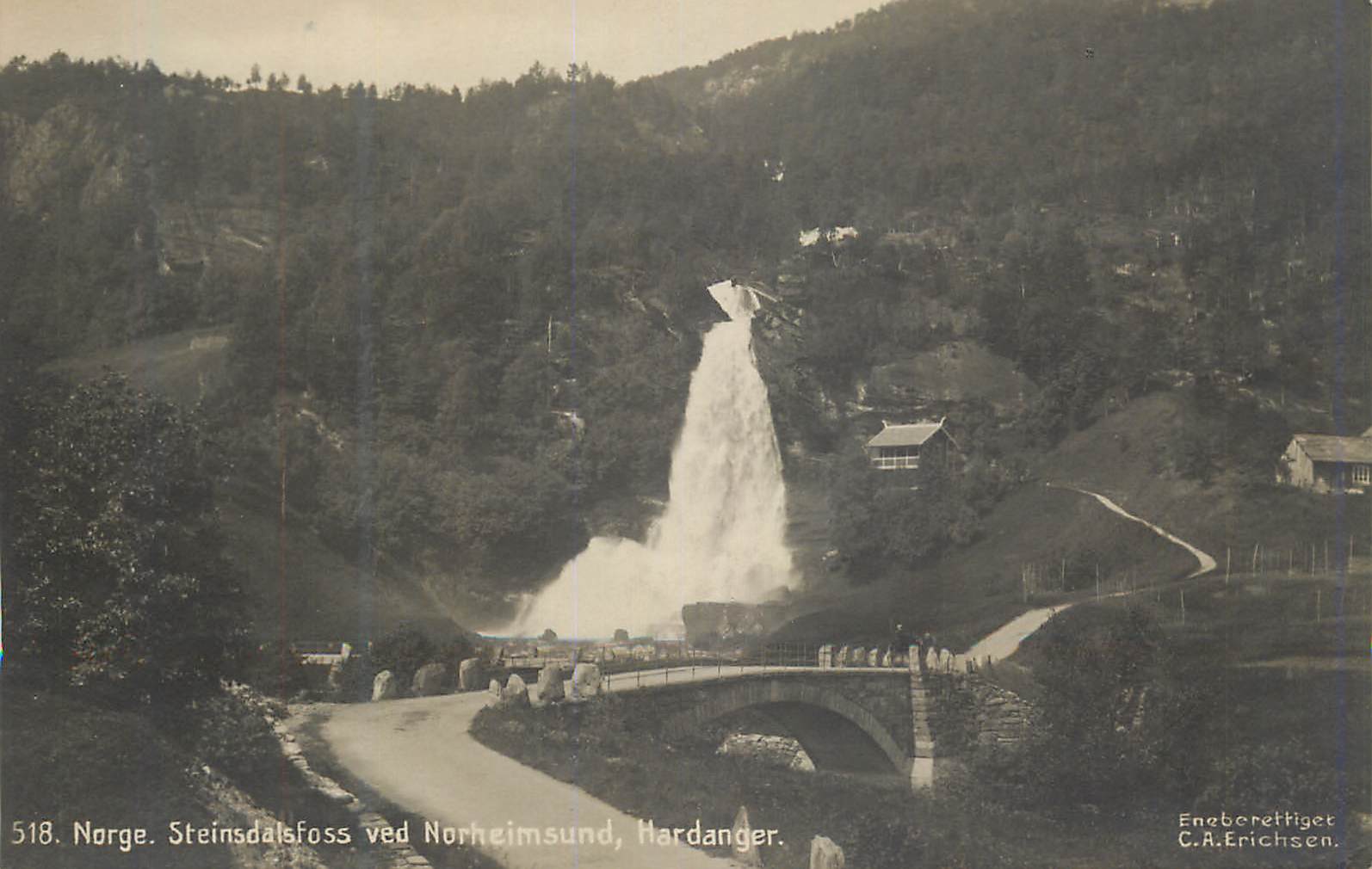 Steinsdalsfoss ved Norheimsund, Hardanger — Norvège — éditeur C.A. Erichsen, n° 518