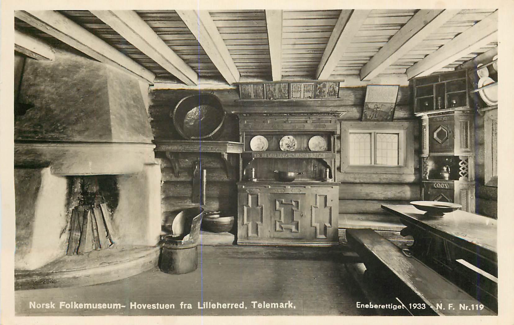CPA Norsk Folkemuseum- Hovestuen fra Lilleherred. Telemark