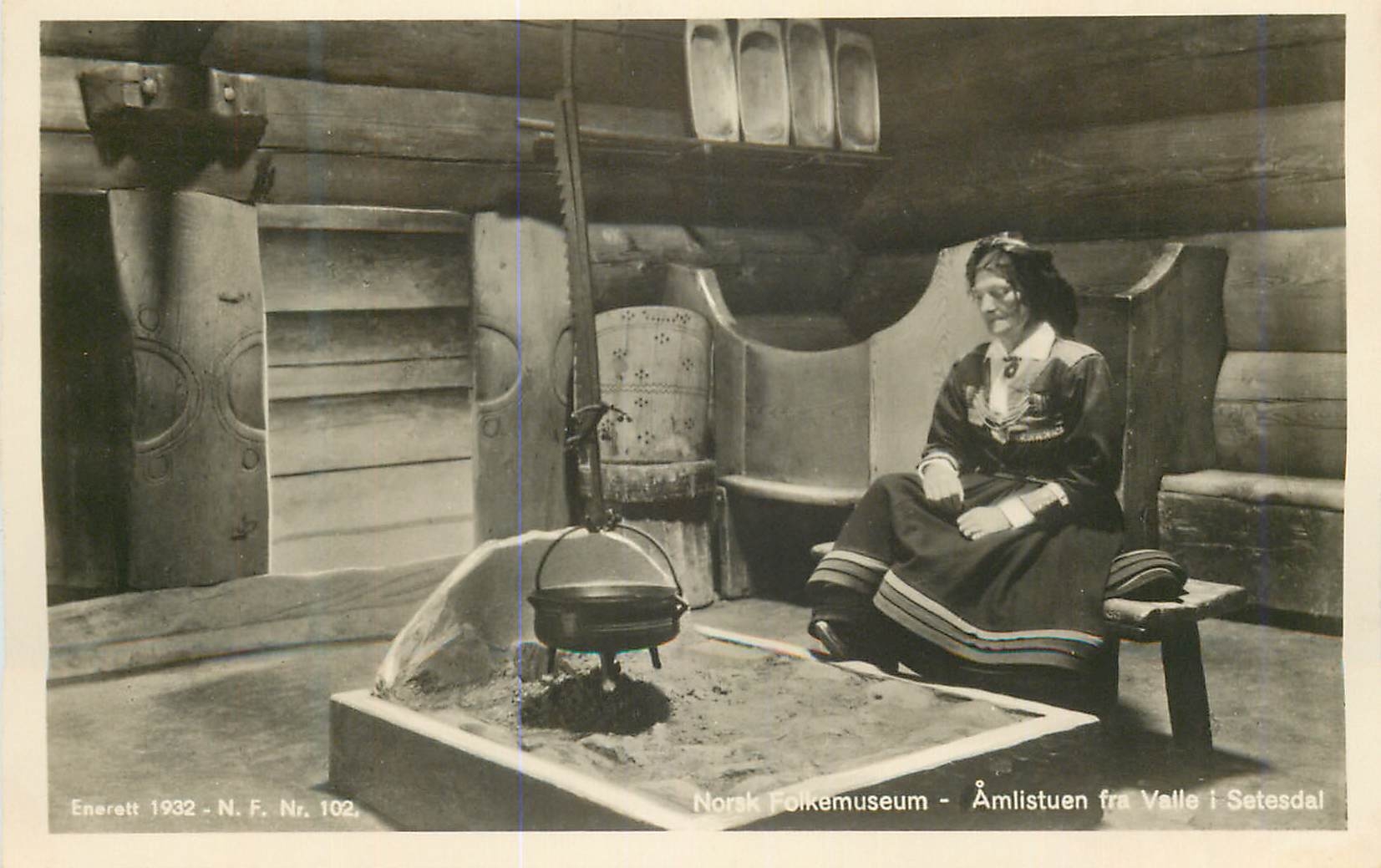 CPA Norsk Folkemuseum Amlistuen fra valle i setesdal