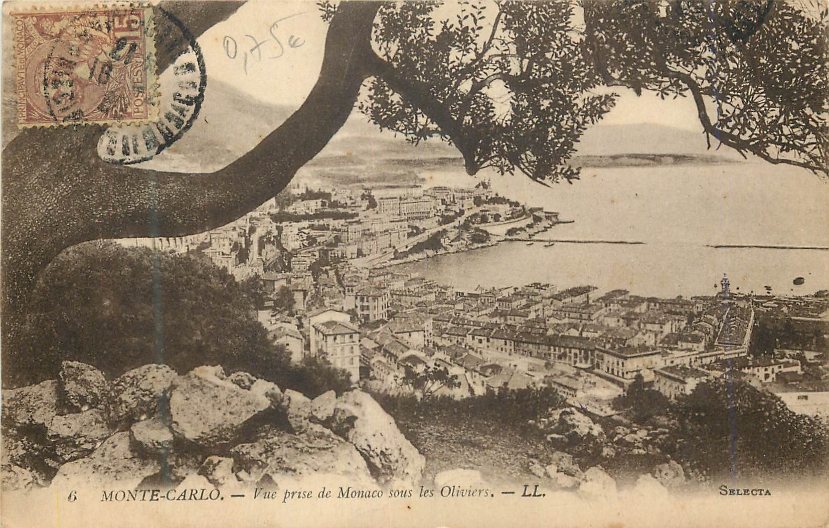 CPA MOSTE-CARLO — Vue prise de Monaco sous les Oliviers