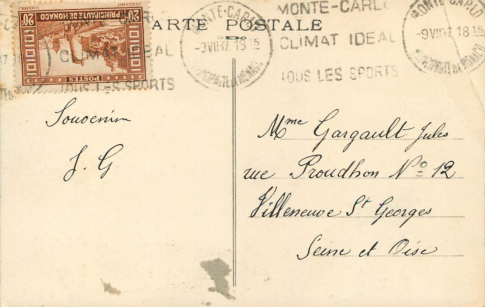 CPA MONACO Le Rocher — Back