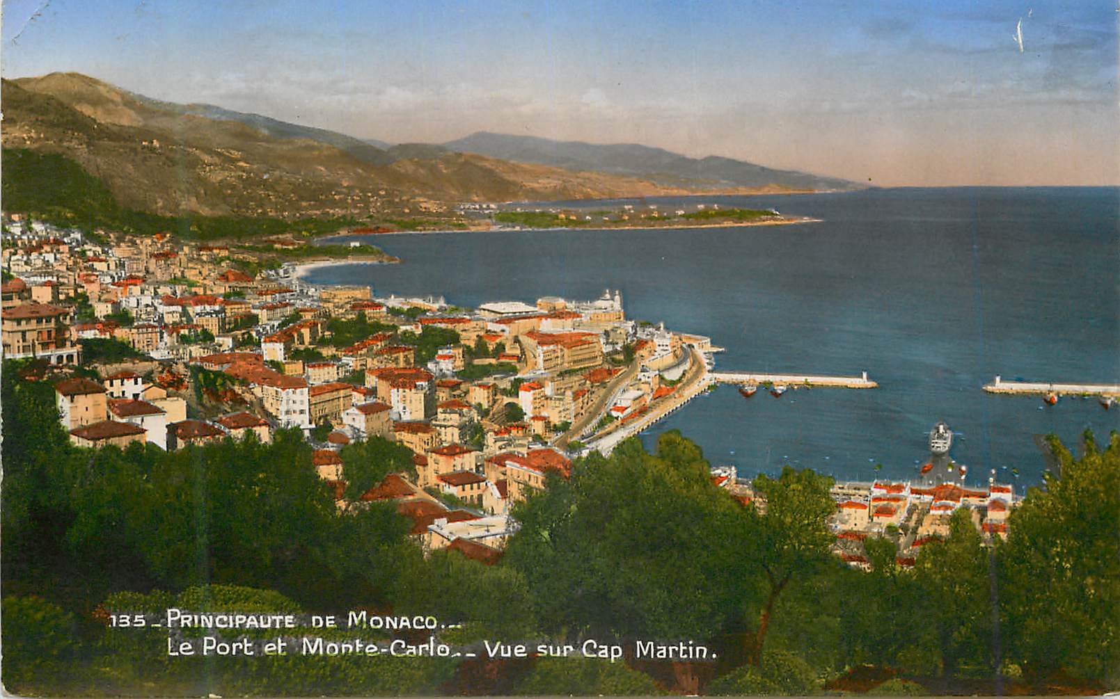 CPA Principaute de Monaco Le Port et Monte-Carlo Vue sur Cap Martin