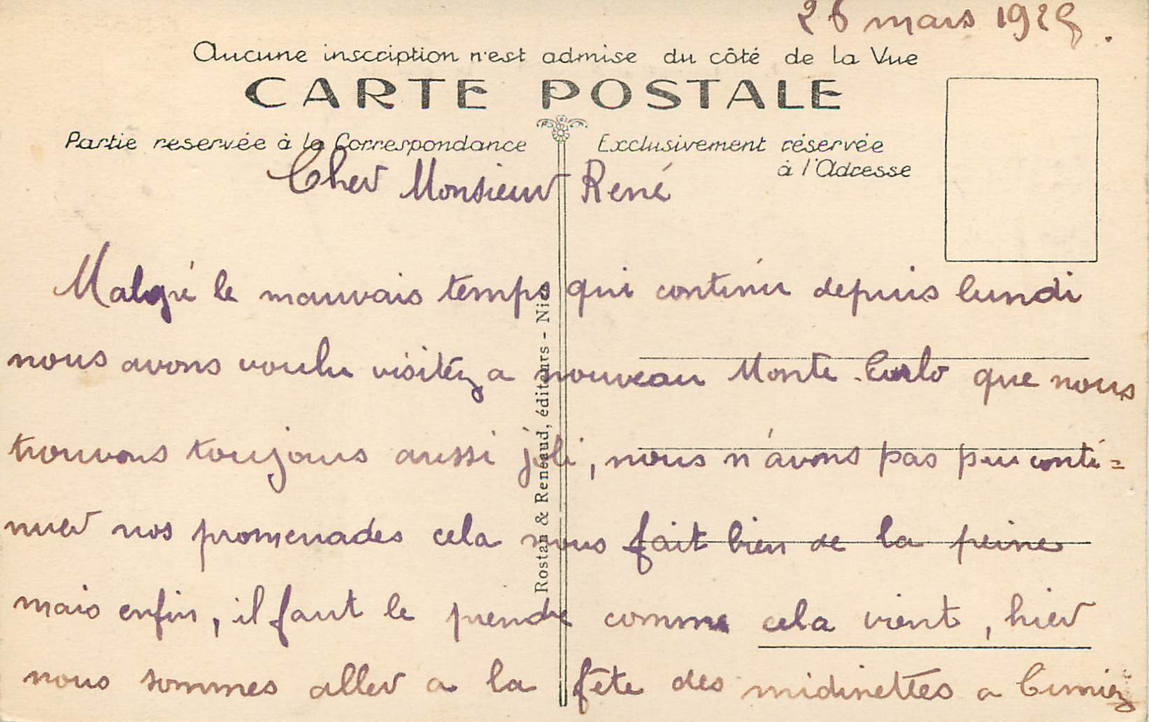 CPA Principaute de MONACO - Vue generale — Rückseite
