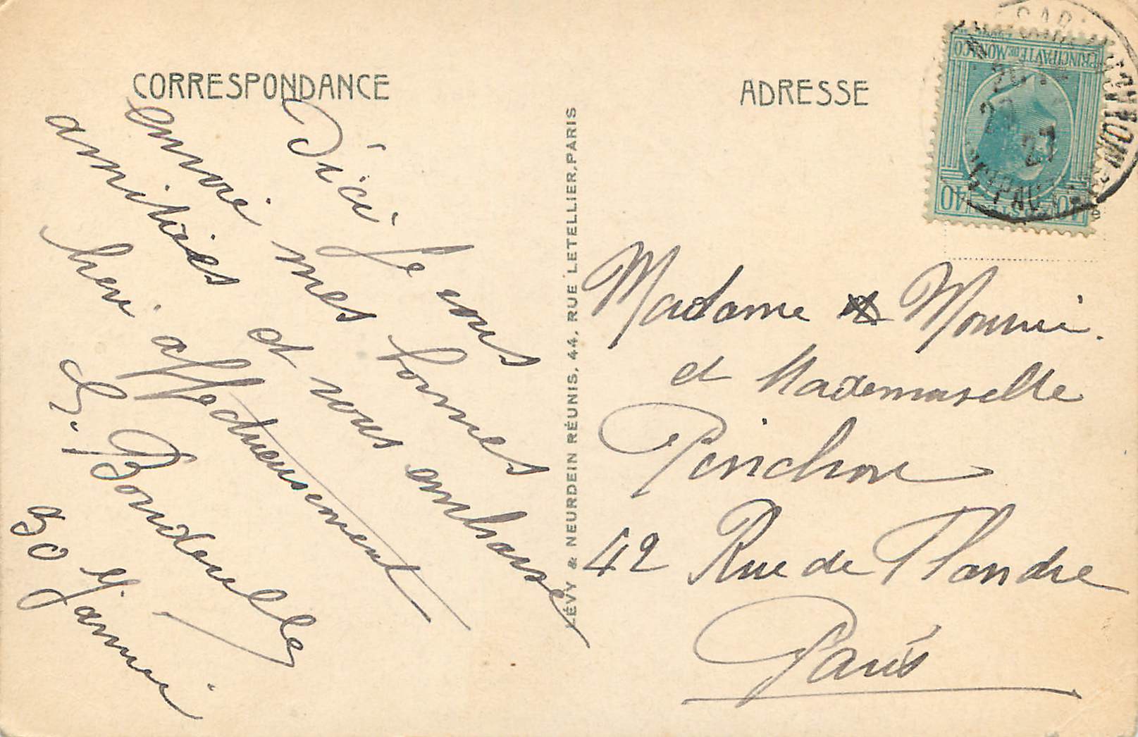 CPA MONTE-CARLO - Le Casino et les Terrasses — Rückseite