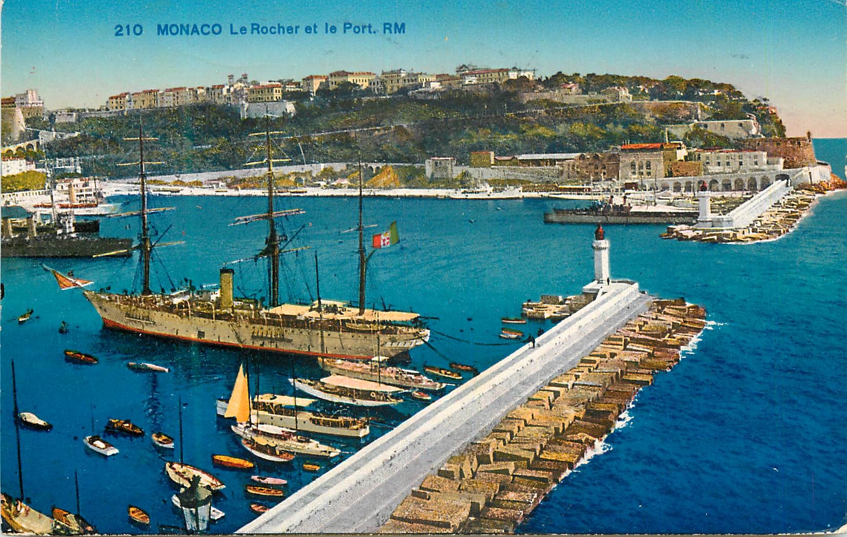 CPA MONACO Le Rocher et Ie Port Bateaux