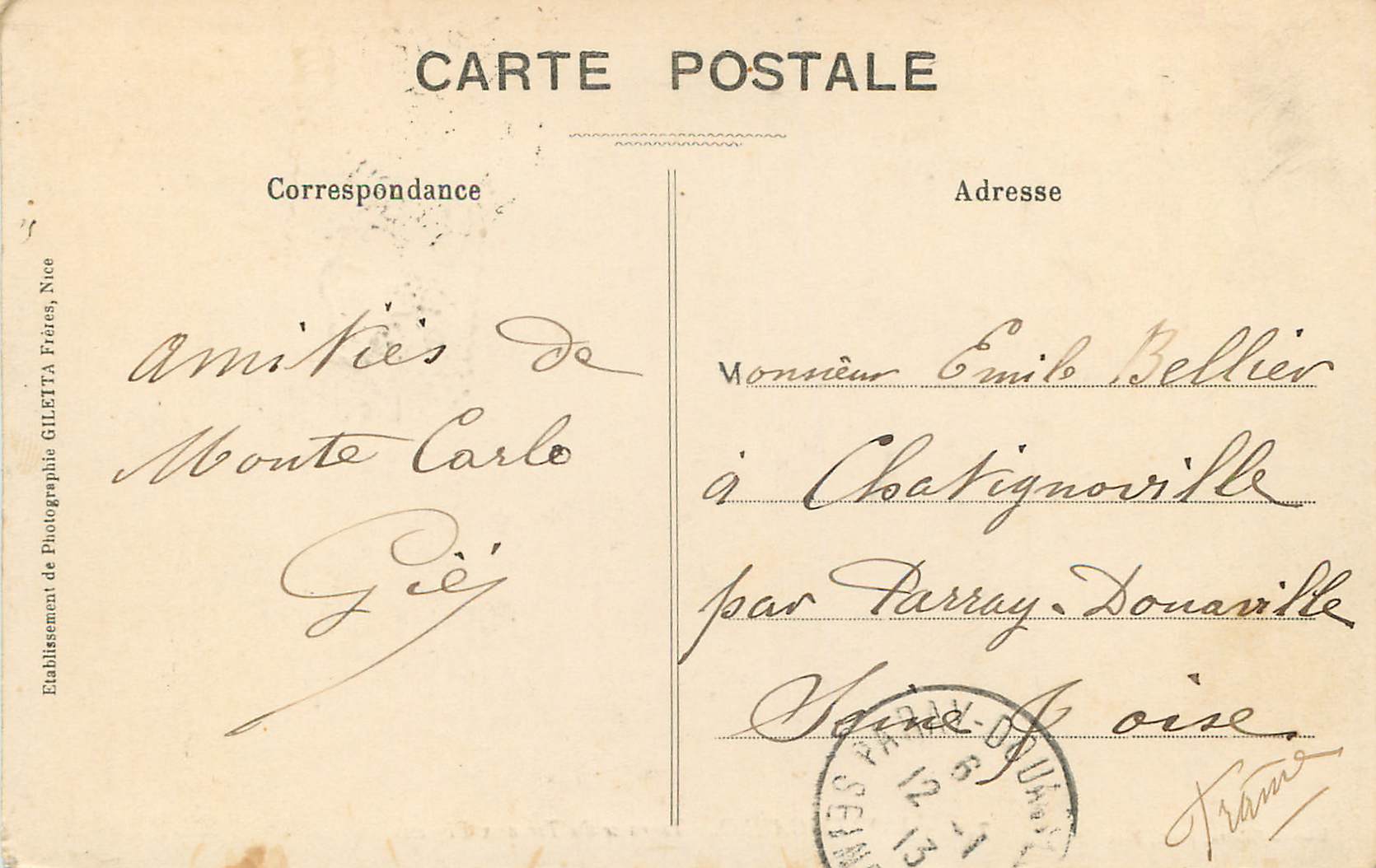CPA MONTE-CARLO - Terrasse du Tir aux Pigeons — Rückseite
