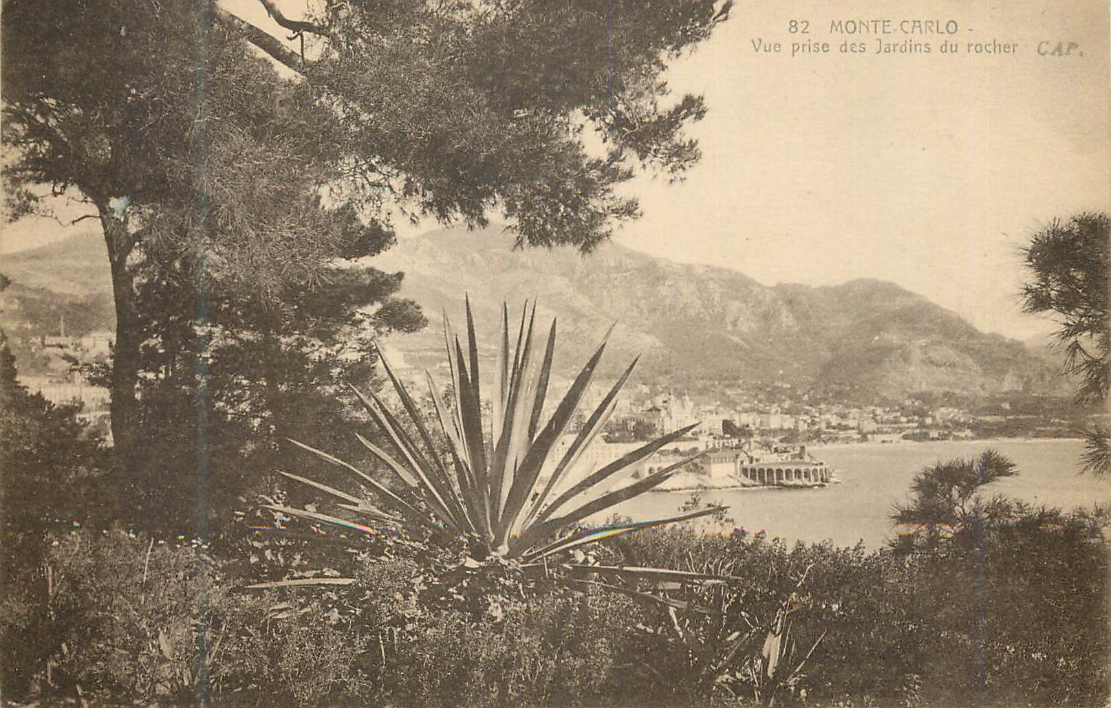 CPA MONTE-CARLO vue prise des jardins du rocher