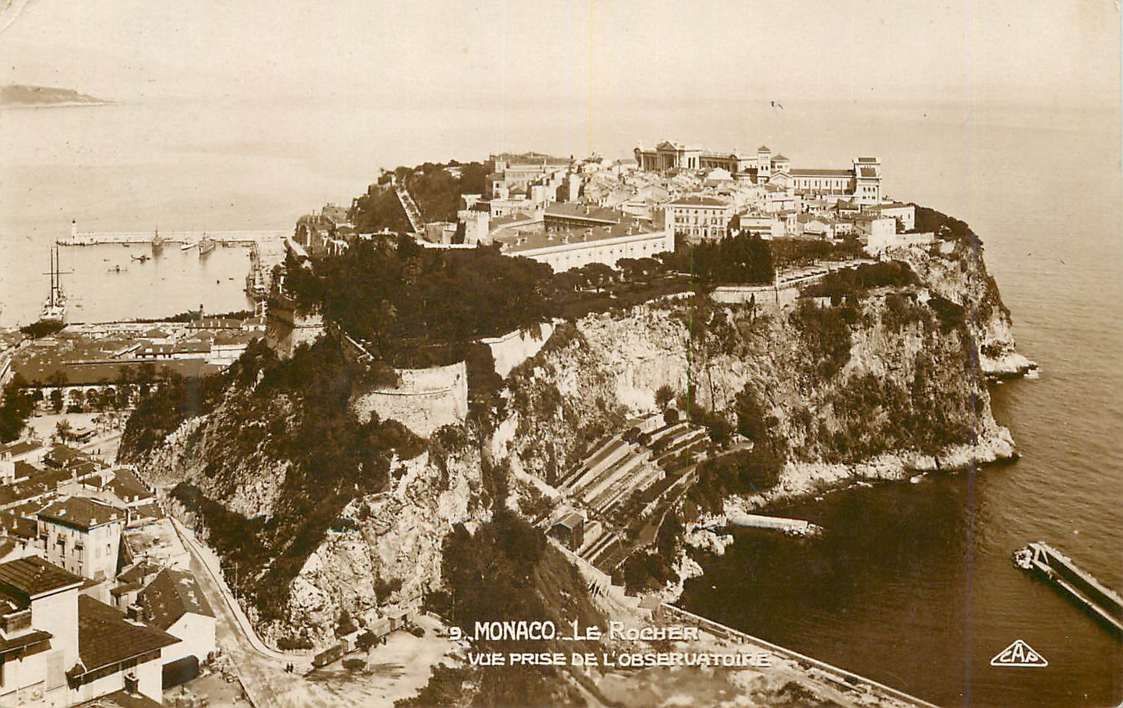 CPA Monaco Les rochers vue prise de l'observatoire
