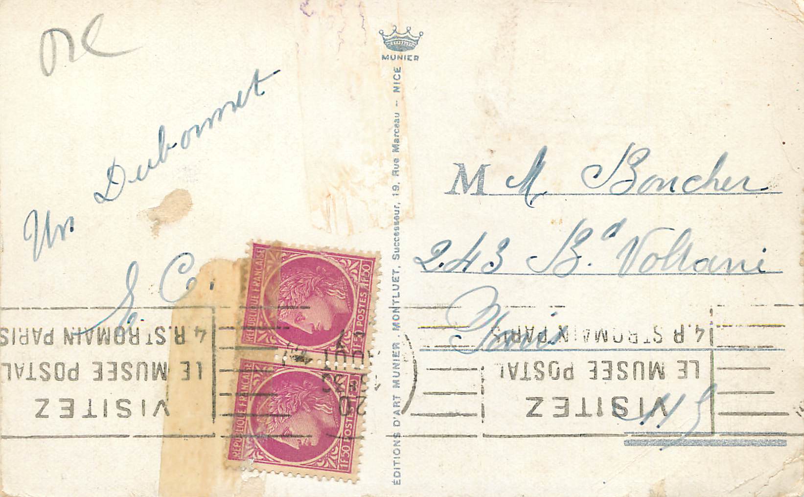 CPA MONTE-CARLO Le Casino et I'Hotel de Paris — Rückseite