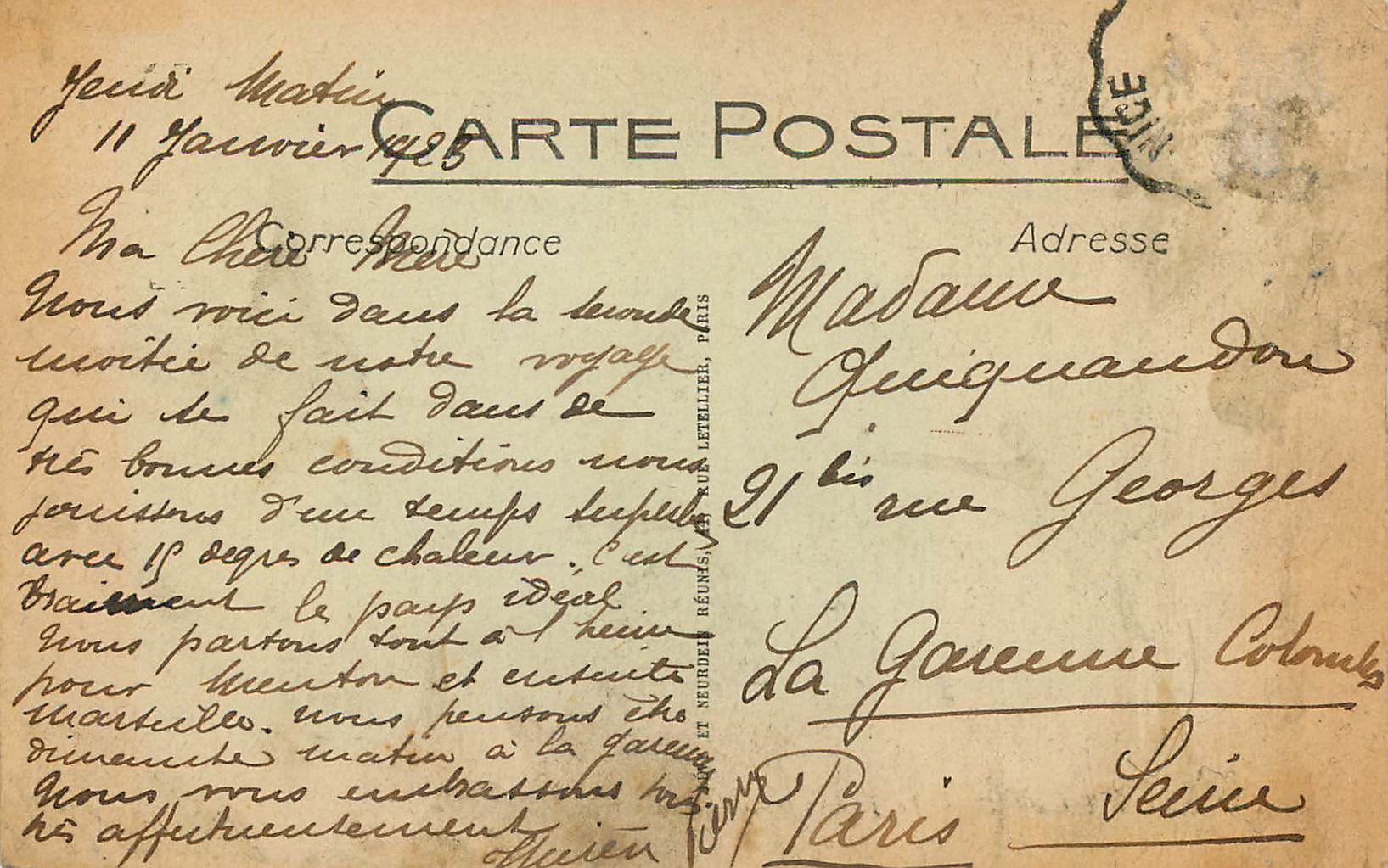 CPA MONTE-CARLO — Les jardins pris du Casino — Rückseite