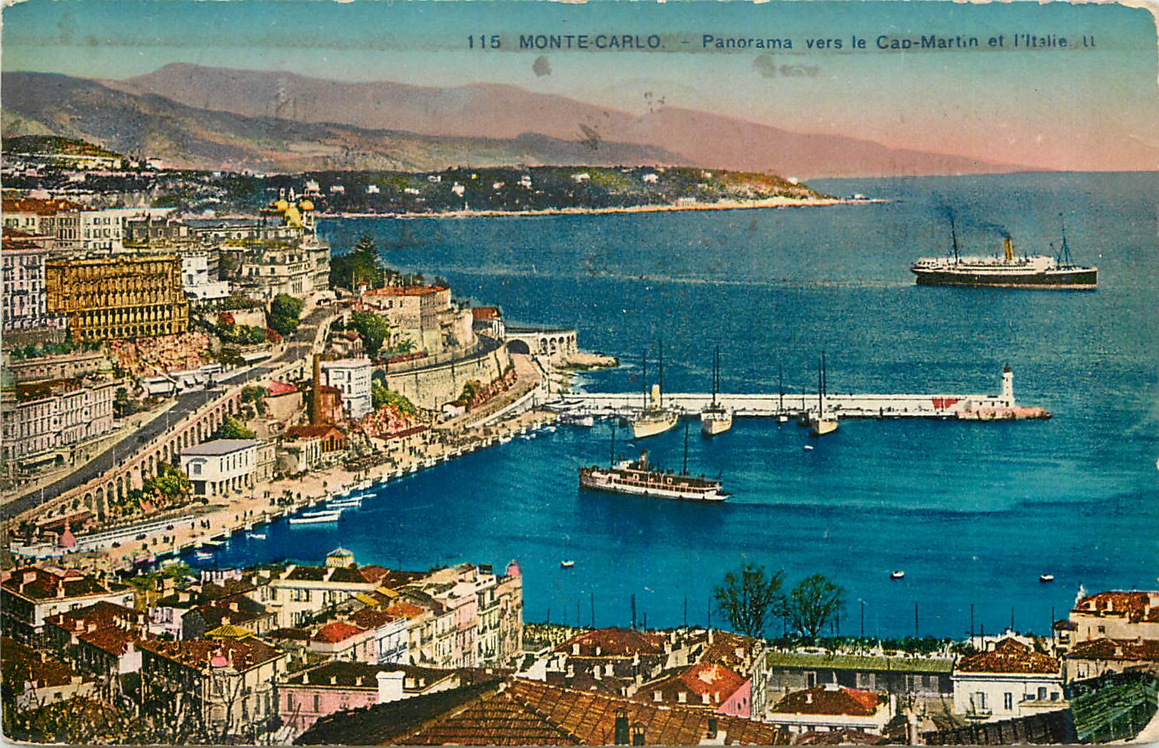 CPA Monte-carlo Panorama vers le Cap-Martin et l italie