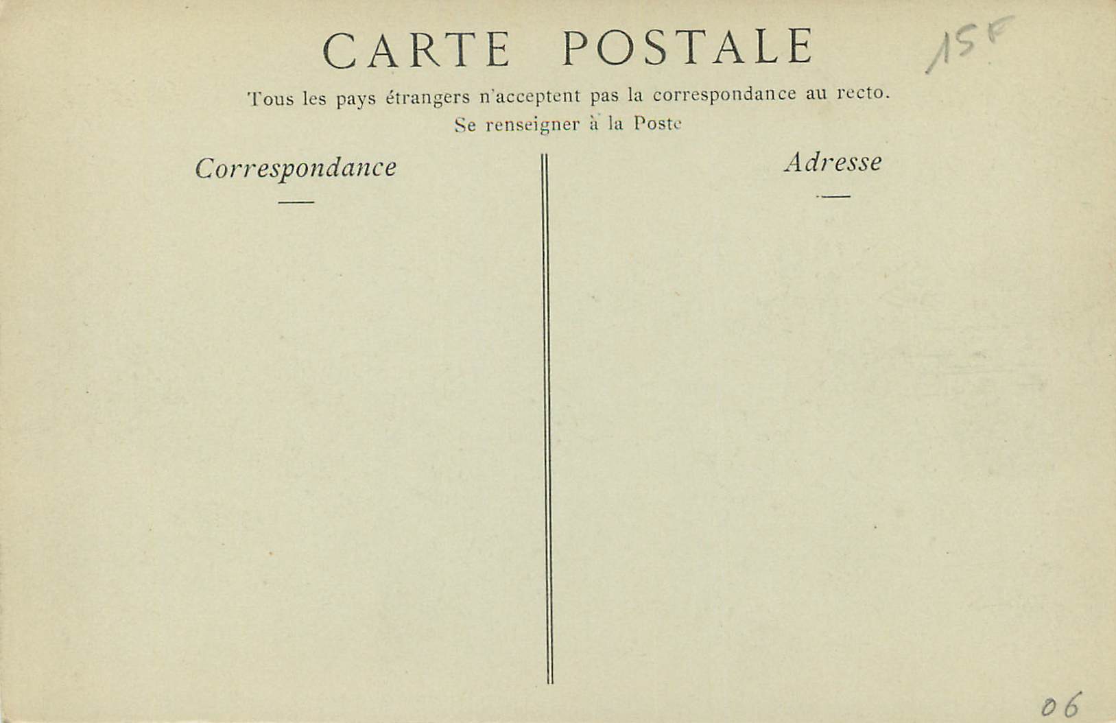 CPA MONACO. — La Tete de Chien — Rückseite