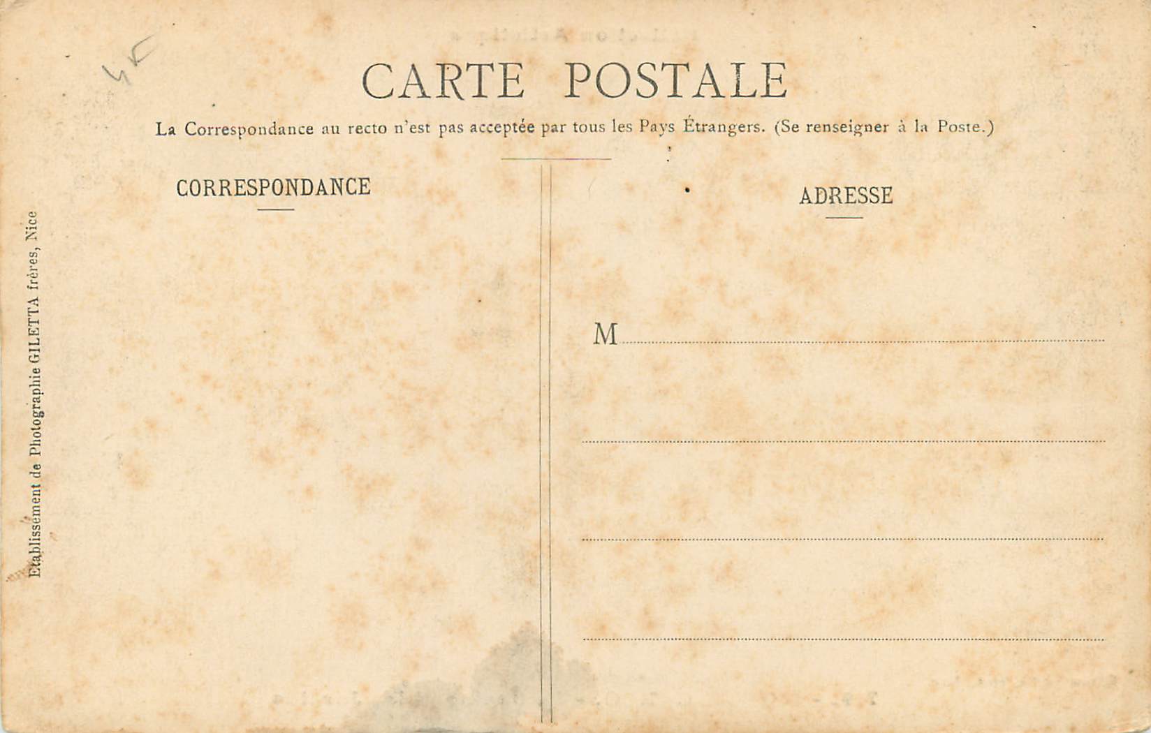 CPA Monte-carlo Le Casino et les Jardins — Rückseite