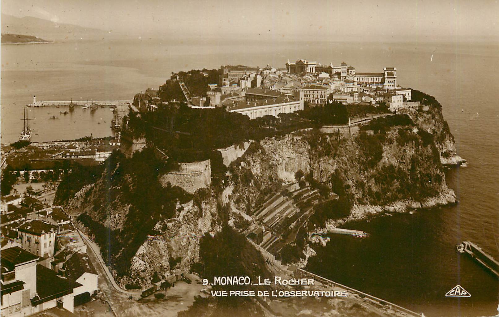 CPA Monaco le rocher vue prise de l observatoire