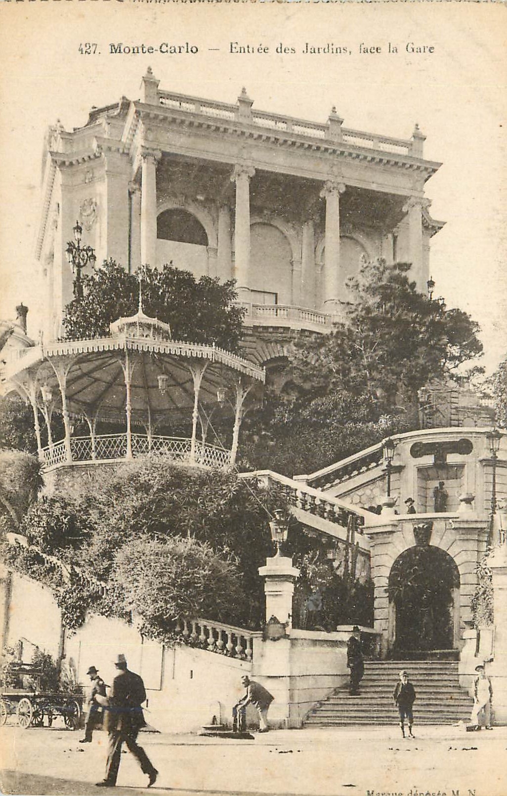 CPA Monte-Carlo — Entrée des Jardins face la gare