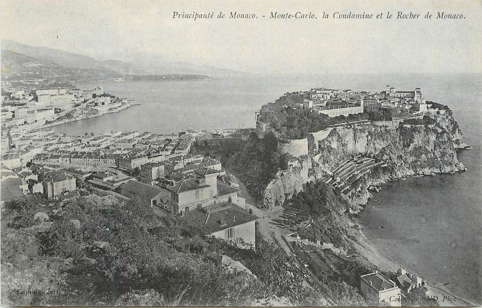 CPA Principauté de Monaco. - Monte-Carlo. la Condamine et le Rocher de Monaco.