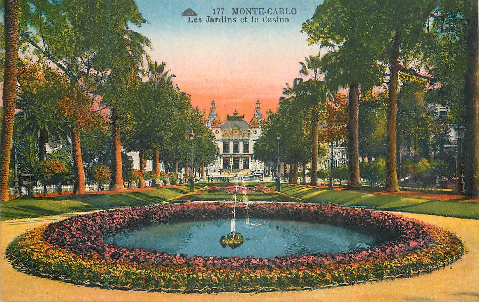 CPA Monte-carlo Les Jardins et le Casino