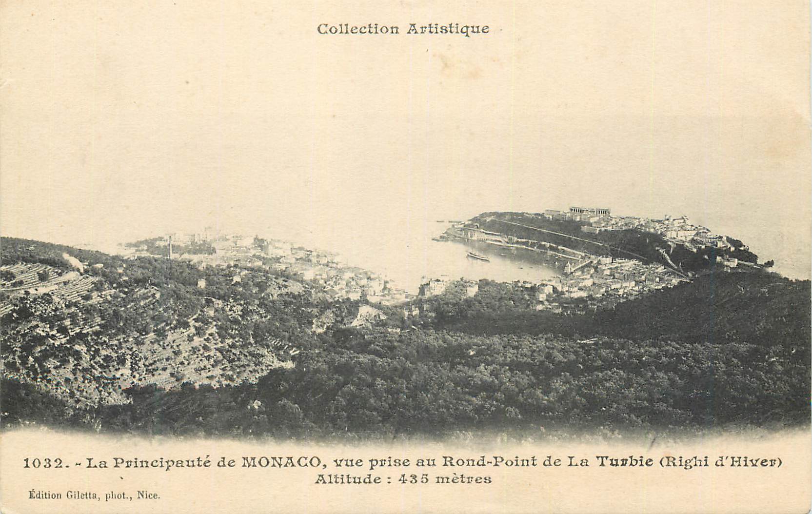 CPA La Principauté de MONACO  vue prise au Rond-Point de La Turbie (Righi d'HiVer) Altitude : 435 mètres