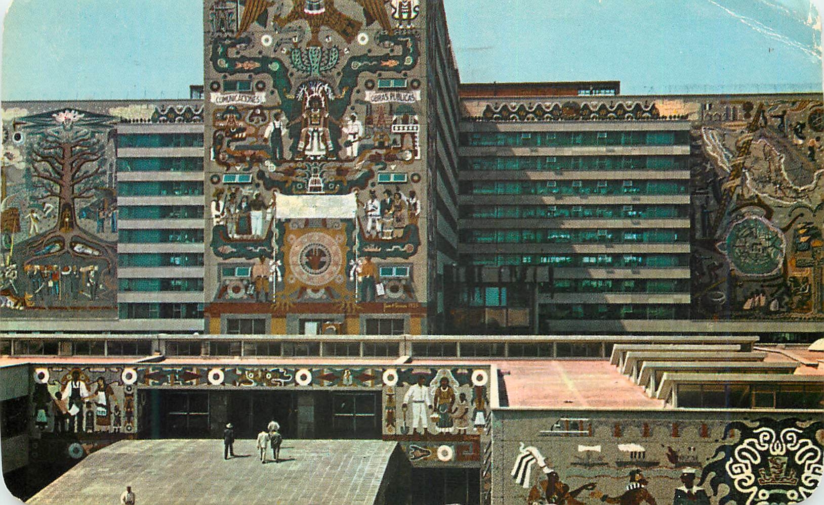 CPM Natural stone murals adorn the Communications and the Public Works Secretaries Building
