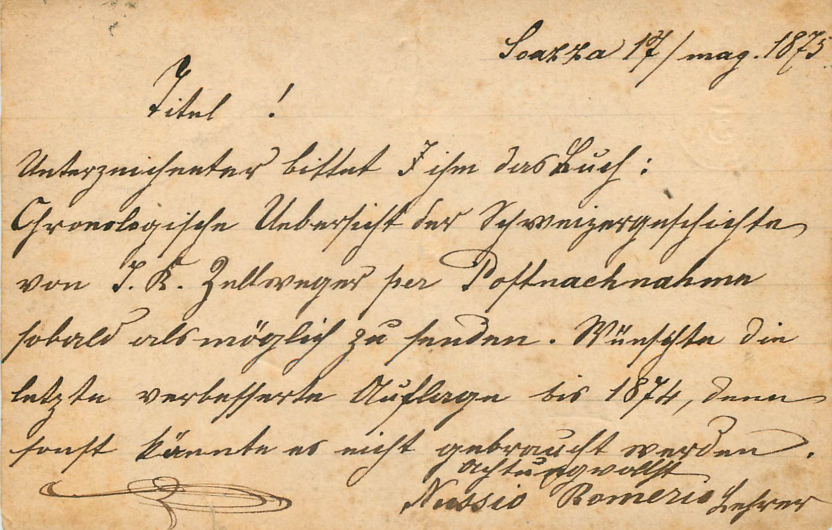 Entier Postal Soaz pour Chur — Back