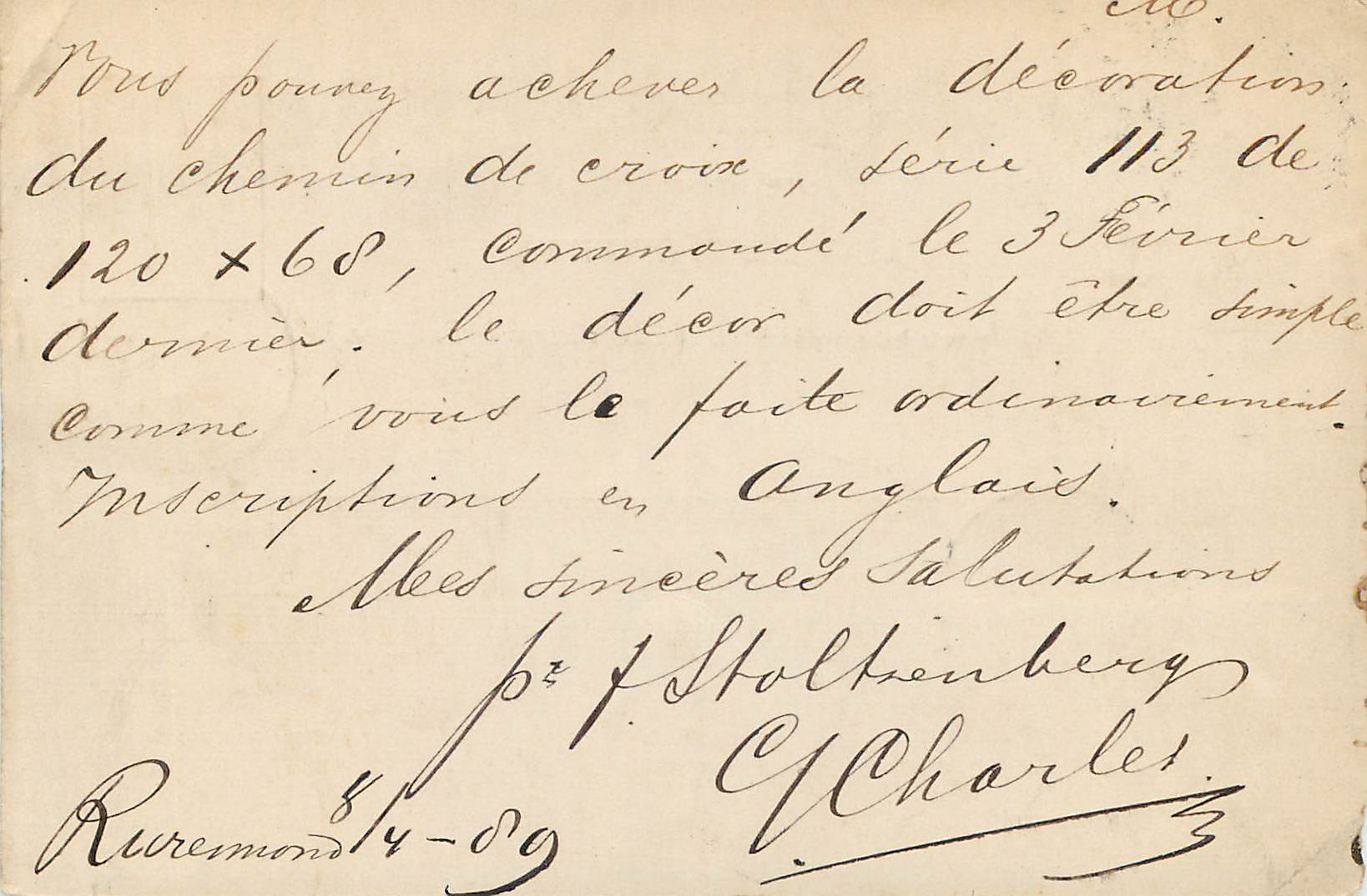 Entier Postal Belgique Roermond 1889 pour Paris Chovet — Rückseite